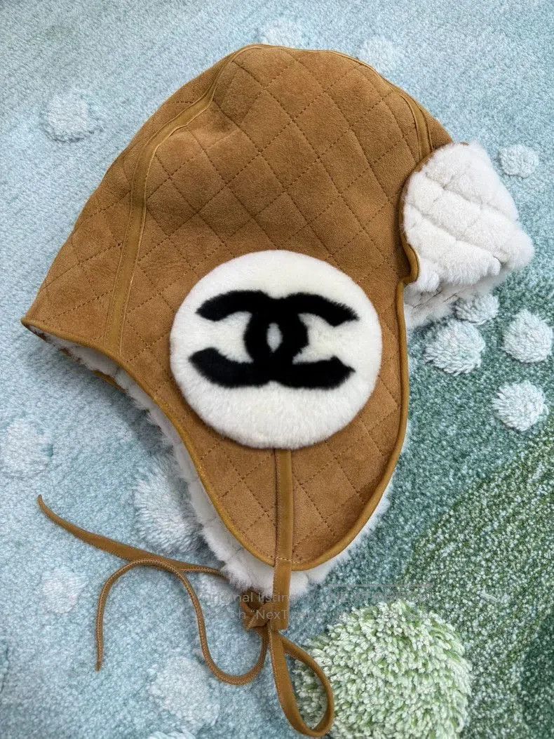 Chanel Brown Suede Trapper Hat.