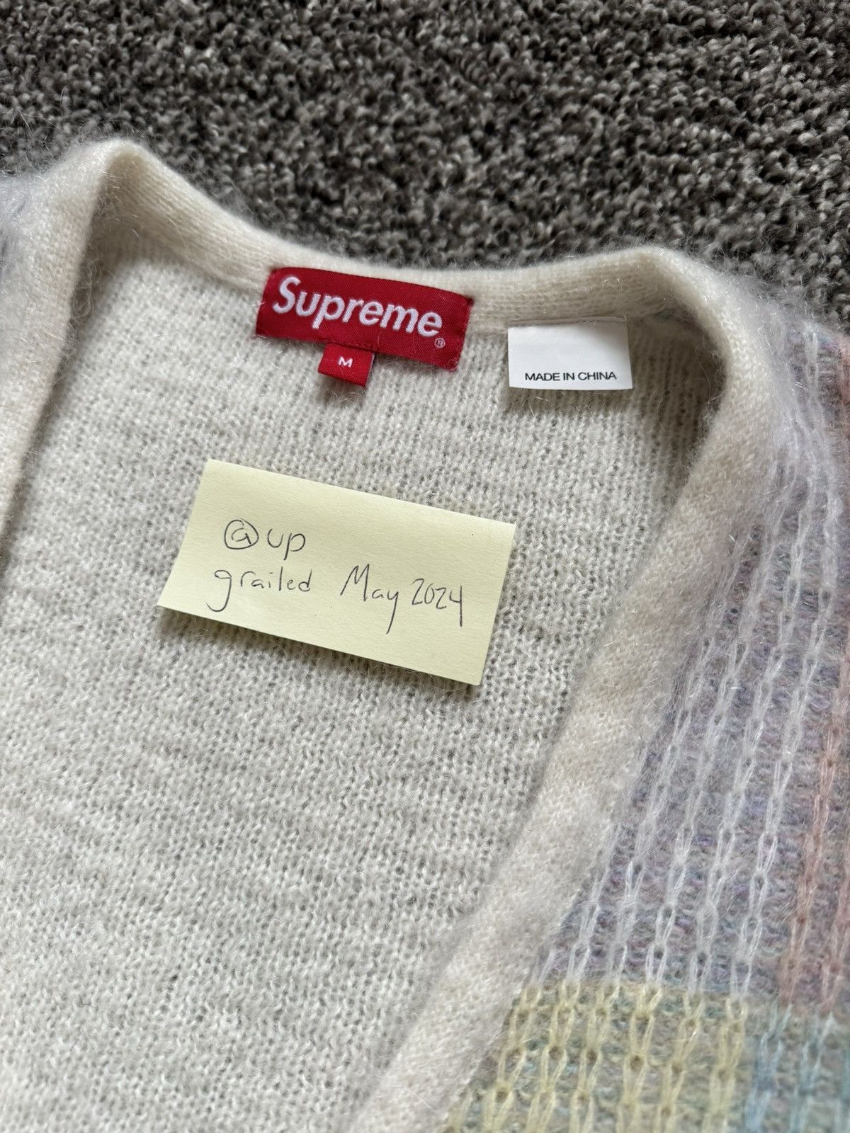 Supreme Supreme Brushed Grid Cardigan White Size Medium | Grailed