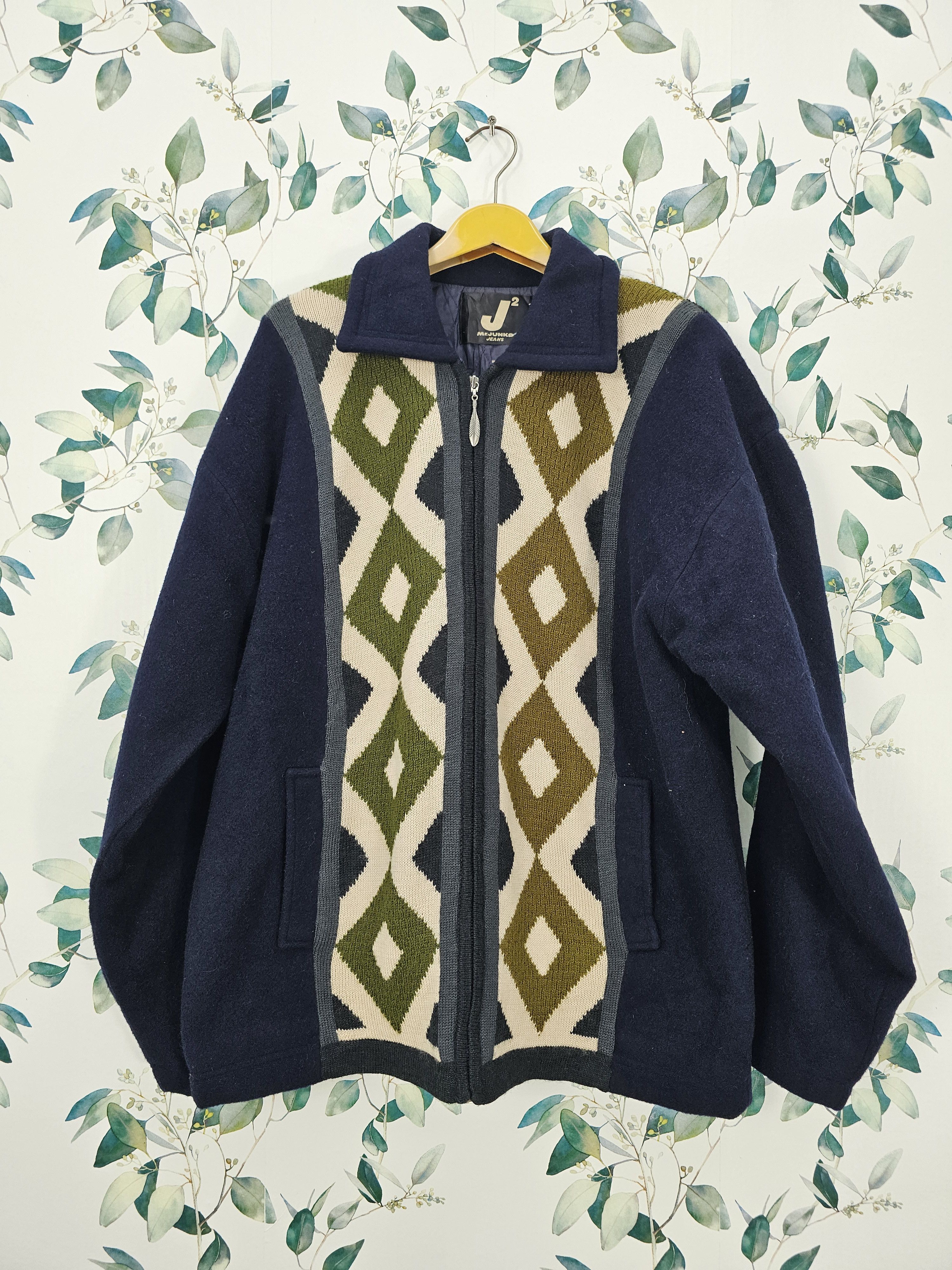 Mr. Junko Vintage MR. JUNKO Jeans Knit Wool Retro Style Jacket J0117 Size US L / EU 52-54 / 3 - 1 Thumbnail