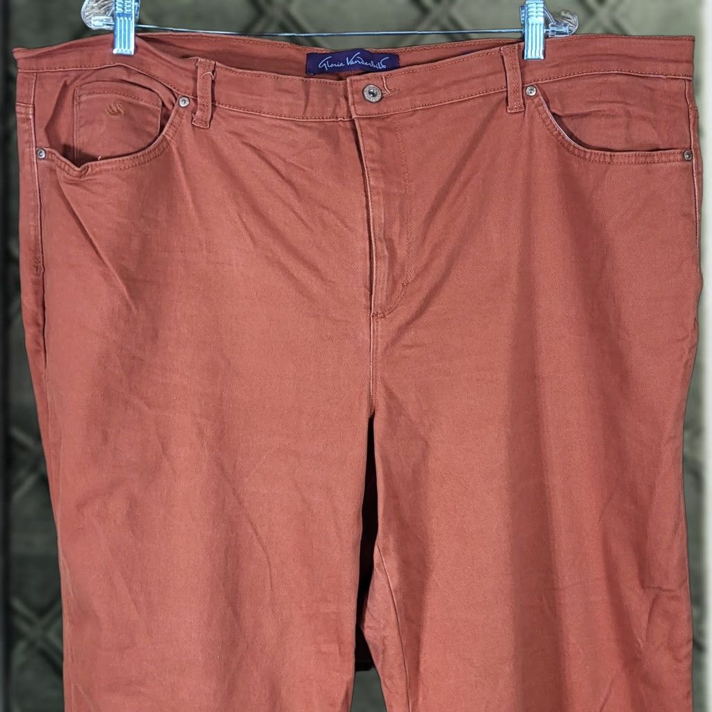 Gloria Vanderbilt Gloria Vanderbilt Amanda Womens Plus Size 24W Rust Orange Stretch Jeans Pants Denim Long Inseam 29” Straight Size 42" / US 20 - 1 Thumbnail