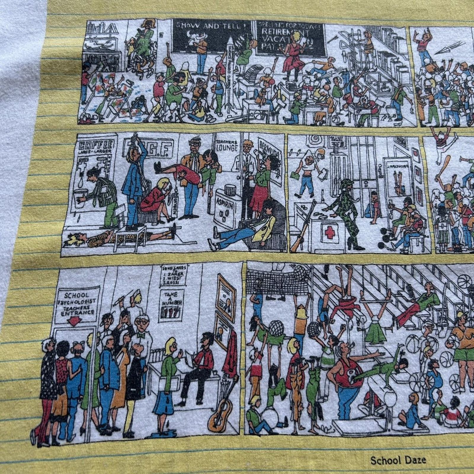 Jerzees Vintage 90s School Daze Funny Art Graphic T Shirt XL Rare Size US XL / EU 56 / 4 - 6 Thumbnail