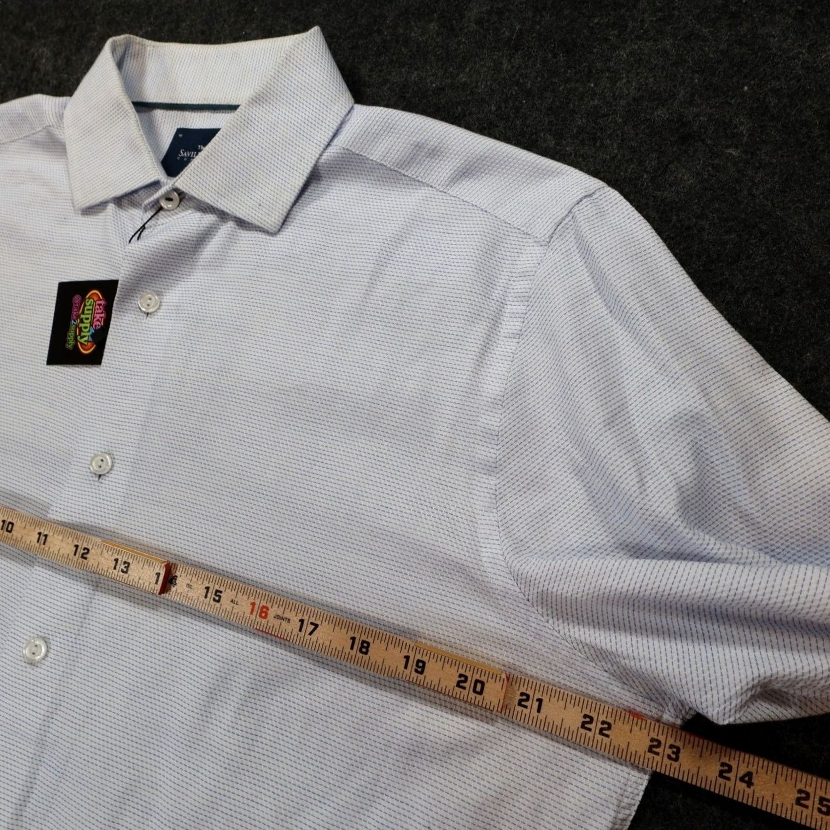 Vintage The Savile Row Company Dress Shirt Mens 16 32-33 Blue Slim Fit Cotton Size 42R - 3 Thumbnail