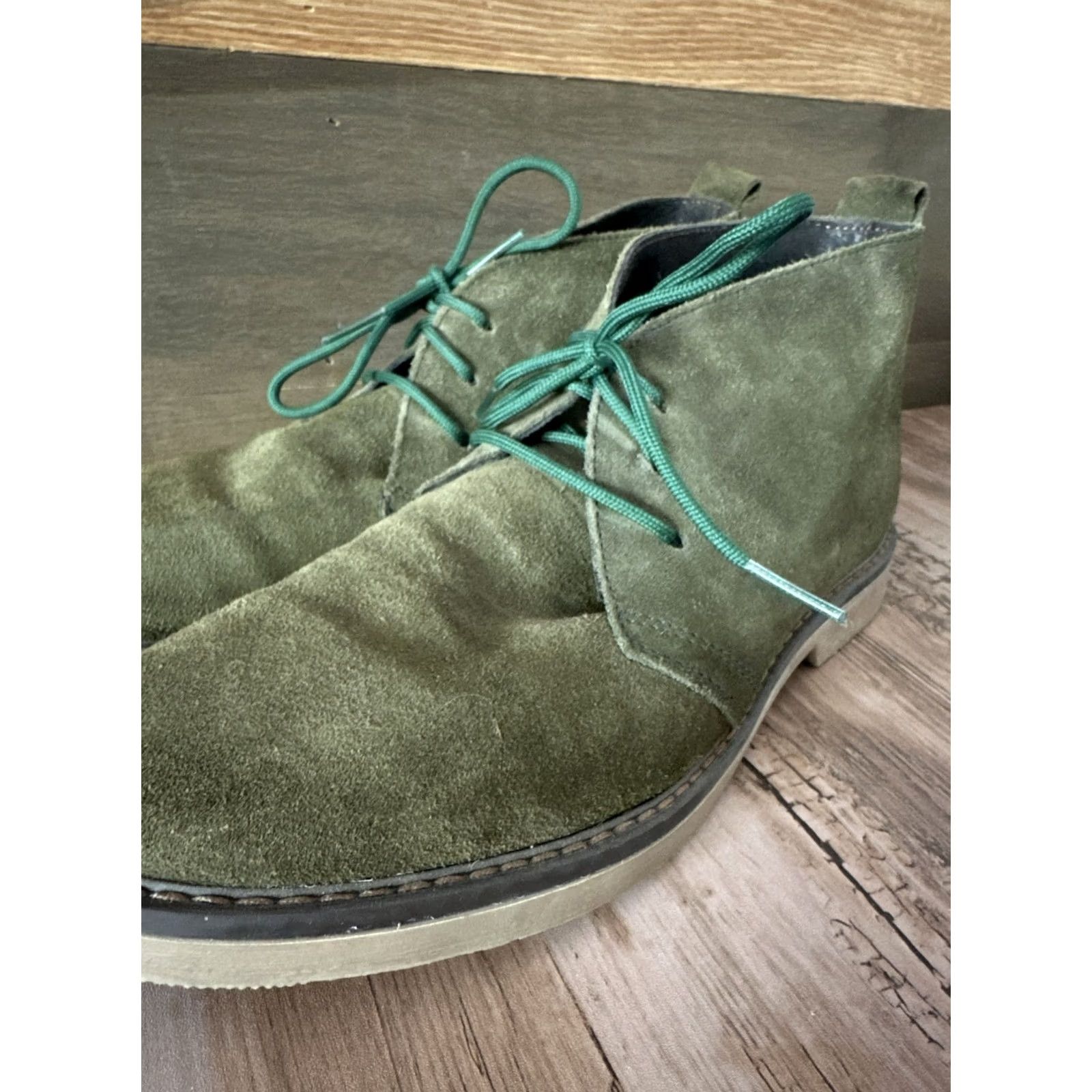 Sean John DAN JOHN Vera Pelle Italian Green Suede Chukka Style Boots Mens 40 Size Suede Upper Outsole Shoes Green Chukka Mens Size US 7 / EU 40 - 3 Thumbnail