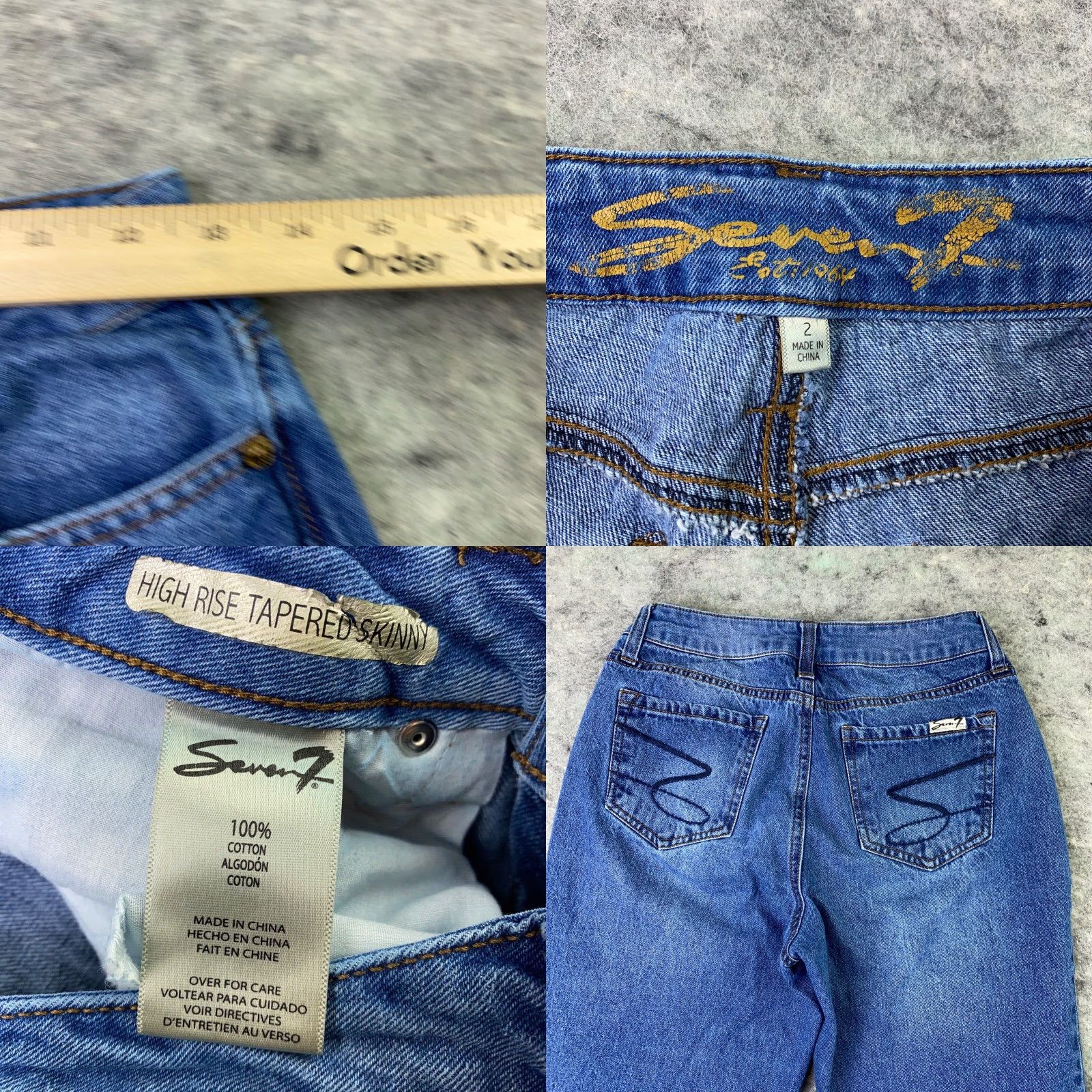 Vintage Seven7 Womens Jeans Straight Leg 29" Inseam High Rise Blue Size 2 Denim Cotton Regular Womens Size 26" / US 2 / IT 38 - 8 Thumbnail
