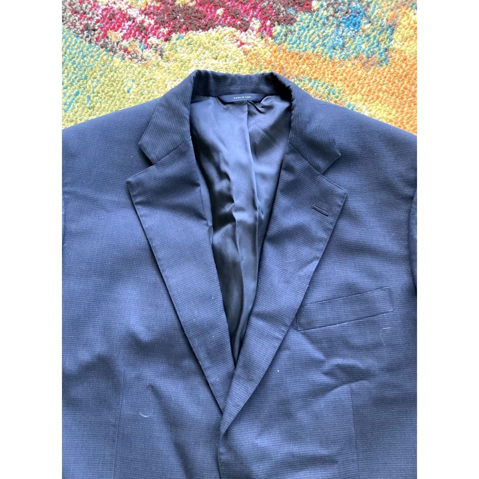 Brooks Brothers Brooks Brothers Brooksease Mens Blazer Size 44R Navy Blue Houndstooth 100% Wool Size 44R - 4 Thumbnail