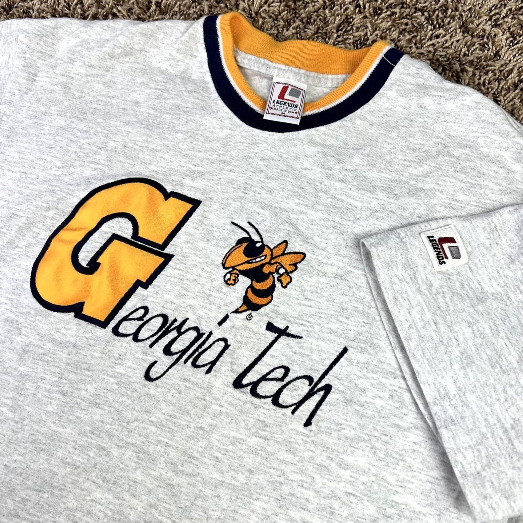 Vintage VINTAGE Georgia Tech Yellow Jackets Embroidered T-Shirt Medium Men Gray 100% Cotton Embroidered Logo Ringer 90s Size US M / EU 48-50 / 2 - 4 Thumbnail