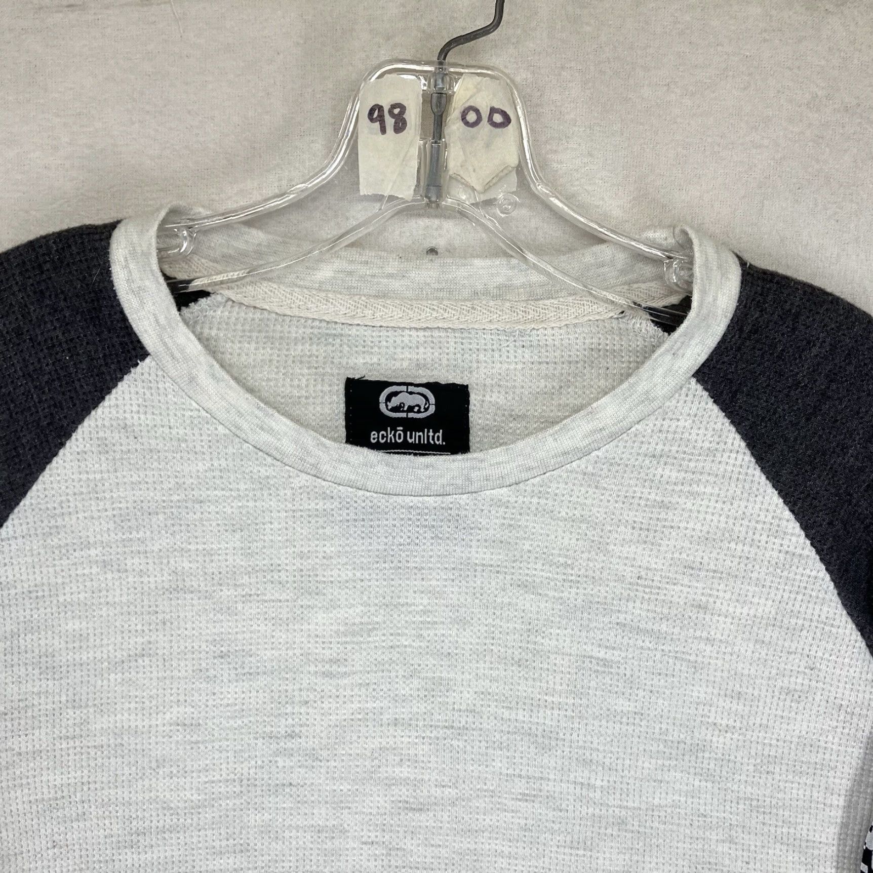 Ecko Unltd. VINTAGE ECKO UNLTD Thermal Waffle Long Sleeve Shirt XL Raglan Gray 90s Hip Hop Streetwear Rhino Mens Slim Shirt Size US XL / EU 56 / 4 - 7 Thumbnail