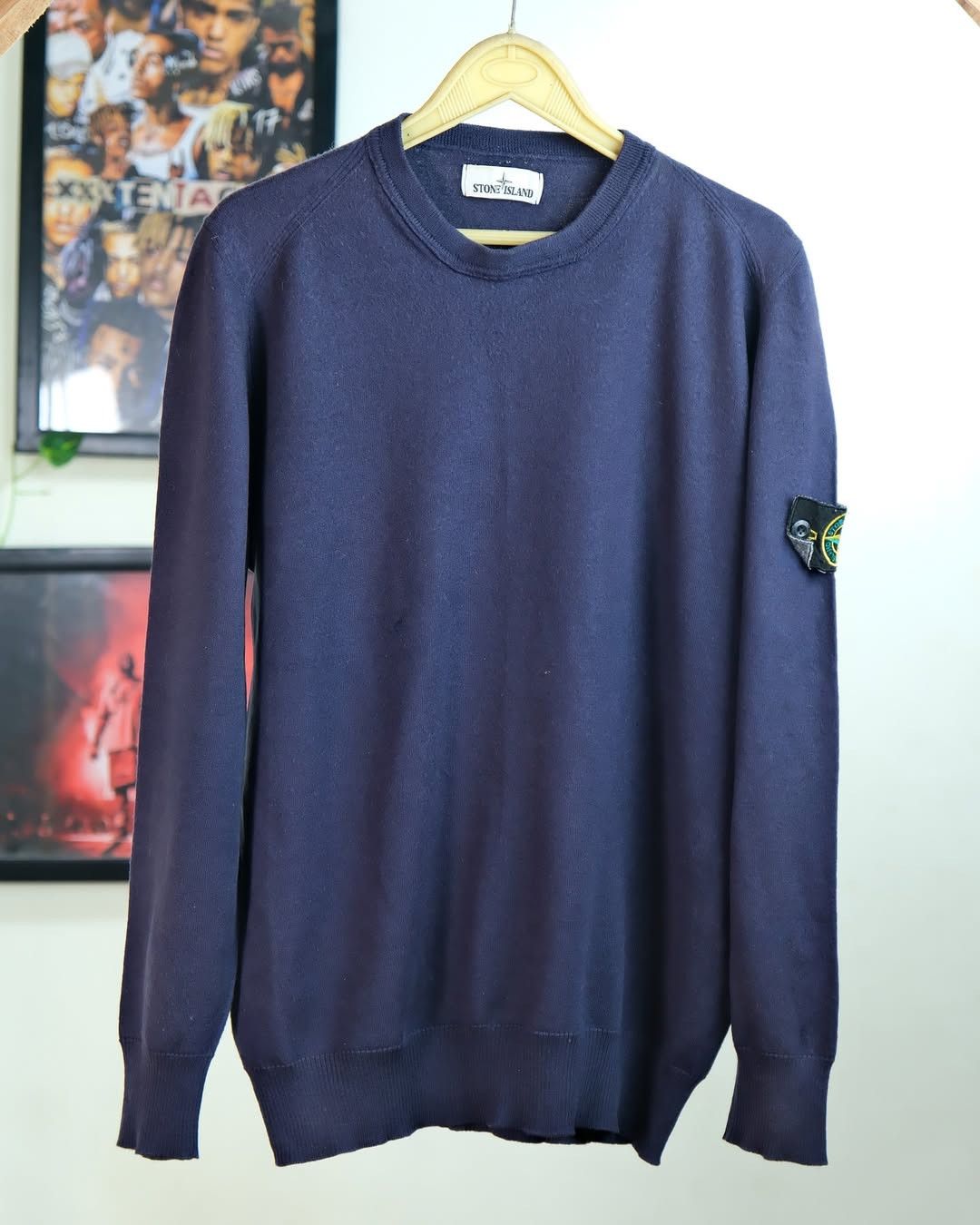 Stone Island × Vintage Y2k Stone Island Tag Blue Sweatshirt Size US M / EU 48-50 / 2 - 4 Thumbnail