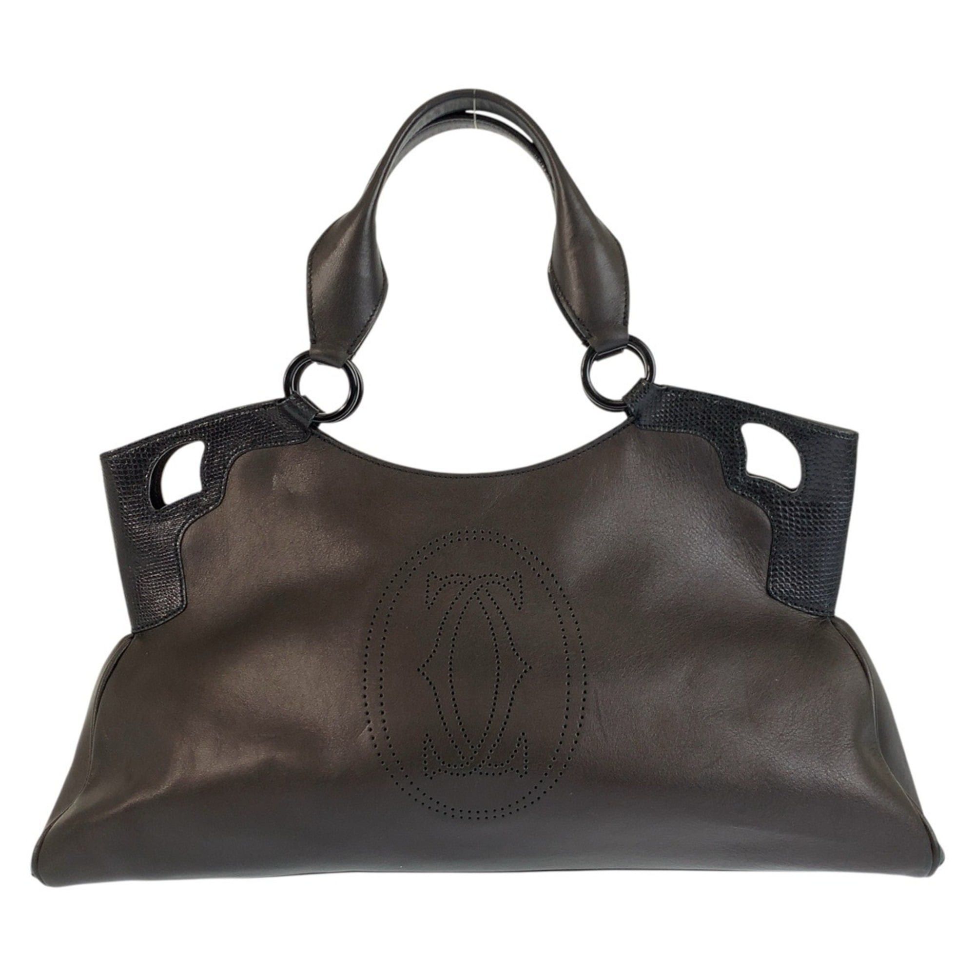 Cartier Cartier Marcello Black Leather Tote Bag, Handbag, Shoulder Bag for Women, with Silver Hardware Size ONE SIZE - 1 Thumbnail