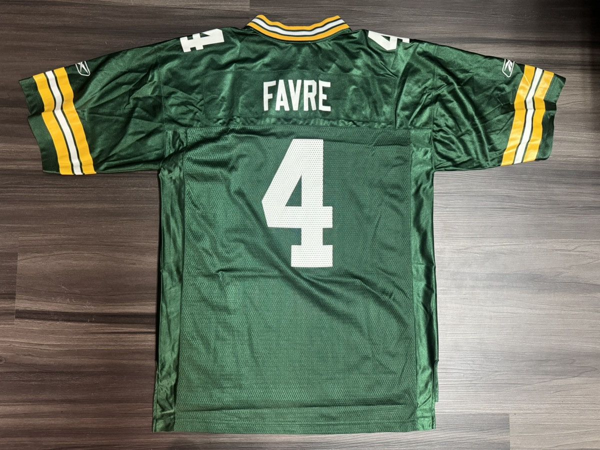 Reebok Brett Favre #4 Green Bay Packers NFL Equipment Home Jersey Size US L / EU 52-54 / 3 - 8 Thumbnail