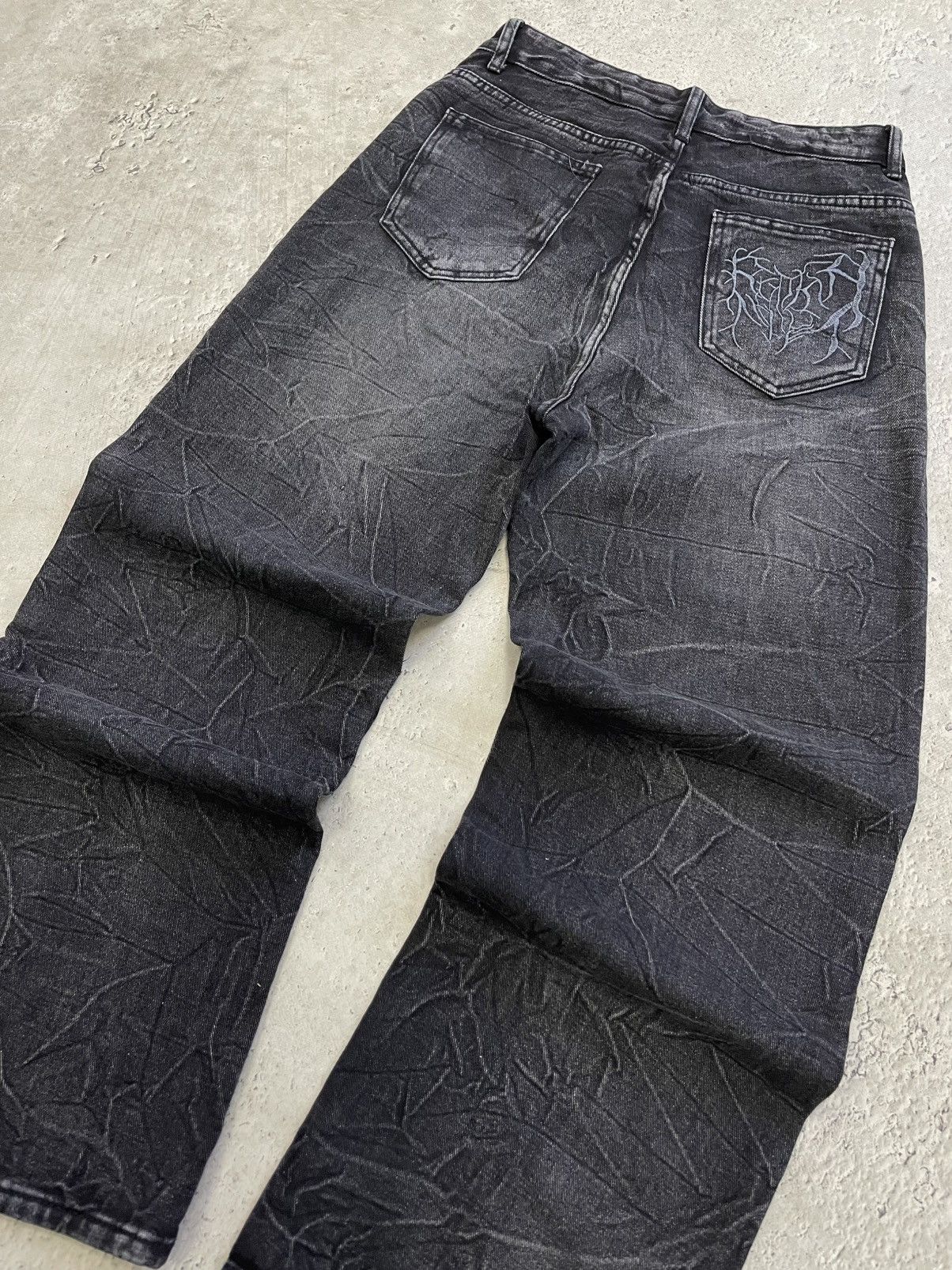 Coogi Black Denim distressed wide coogi style Pants Stitch sk8 Size US 31 - 7 Thumbnail