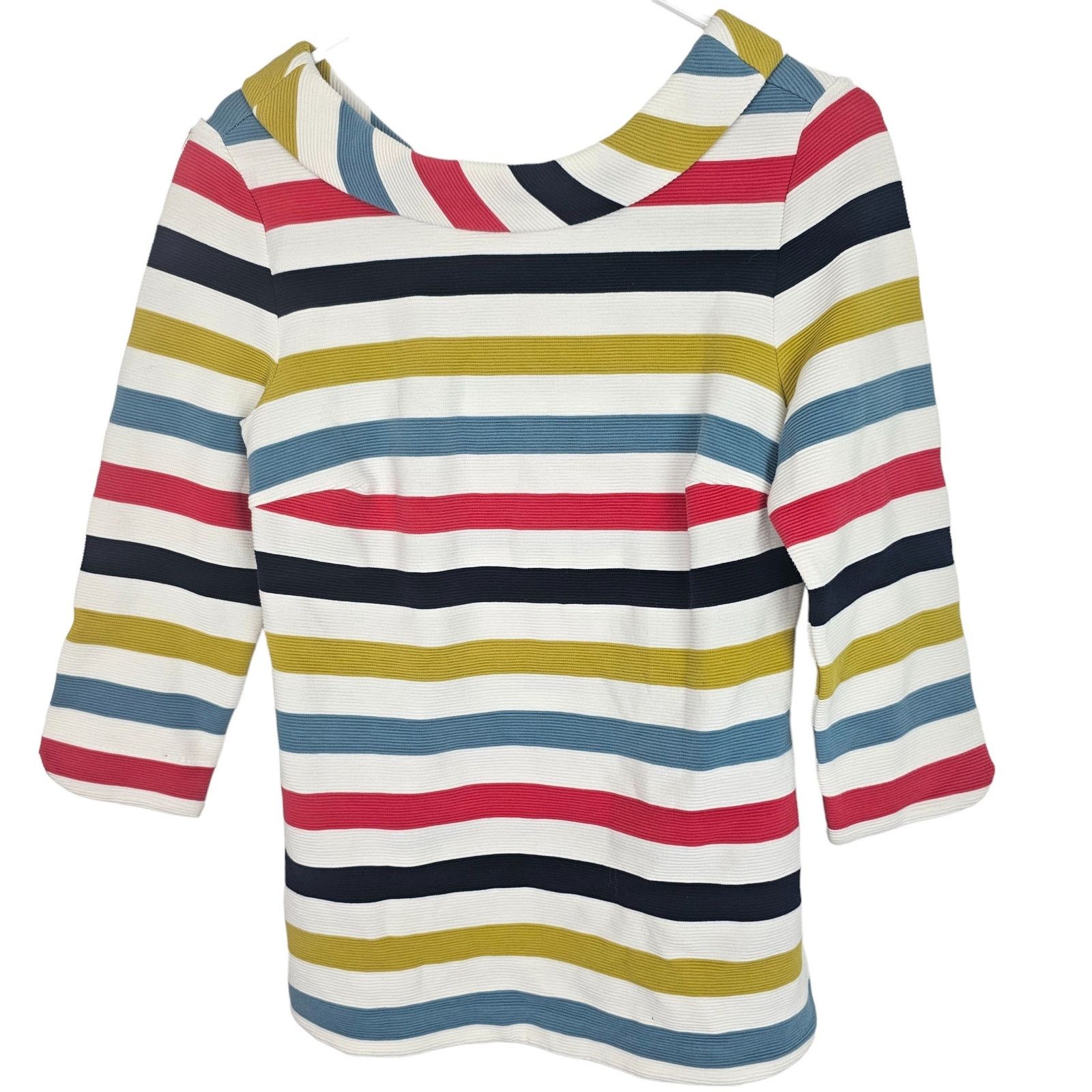 Boden Boden Womens Sarah Ponte Ottoman Rainbow Striped Top Preppy Size S / US 4 / IT 40 - 2 Thumbnail