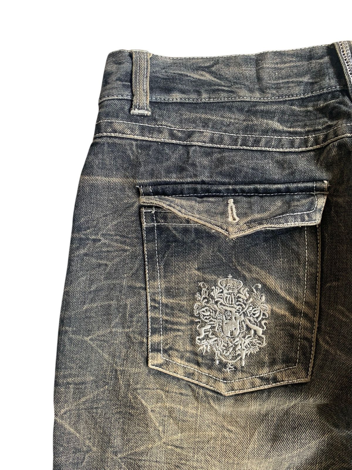 LOWBOX FLARE💥 LOMBOX RUSTY JAPANESE PUNK DISTRESSED DENIM☠️🎌 Size US 33 - 13 Thumbnail
