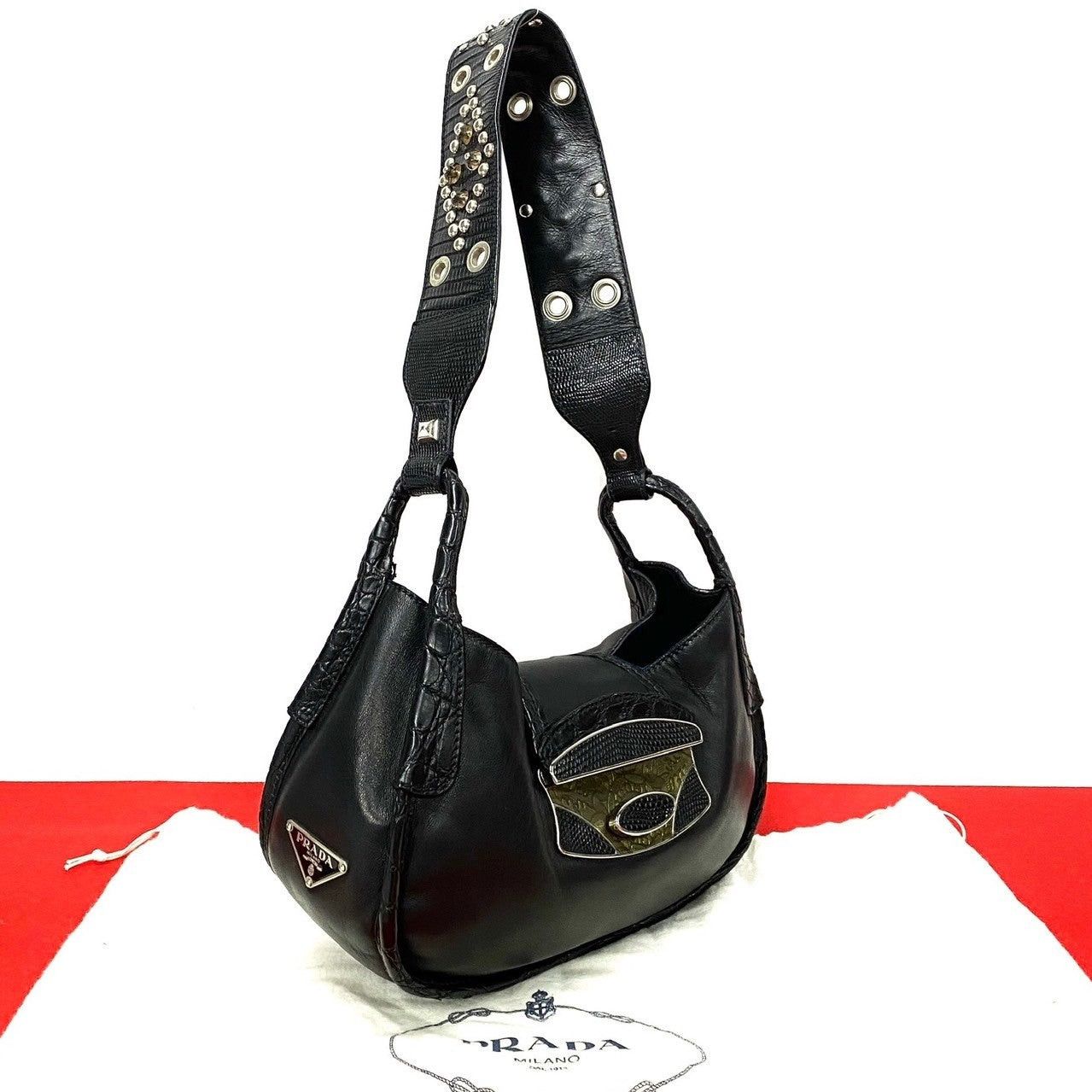 Prada Prada Shoulder Bag Black Leather Size ONE SIZE - 1 Thumbnail