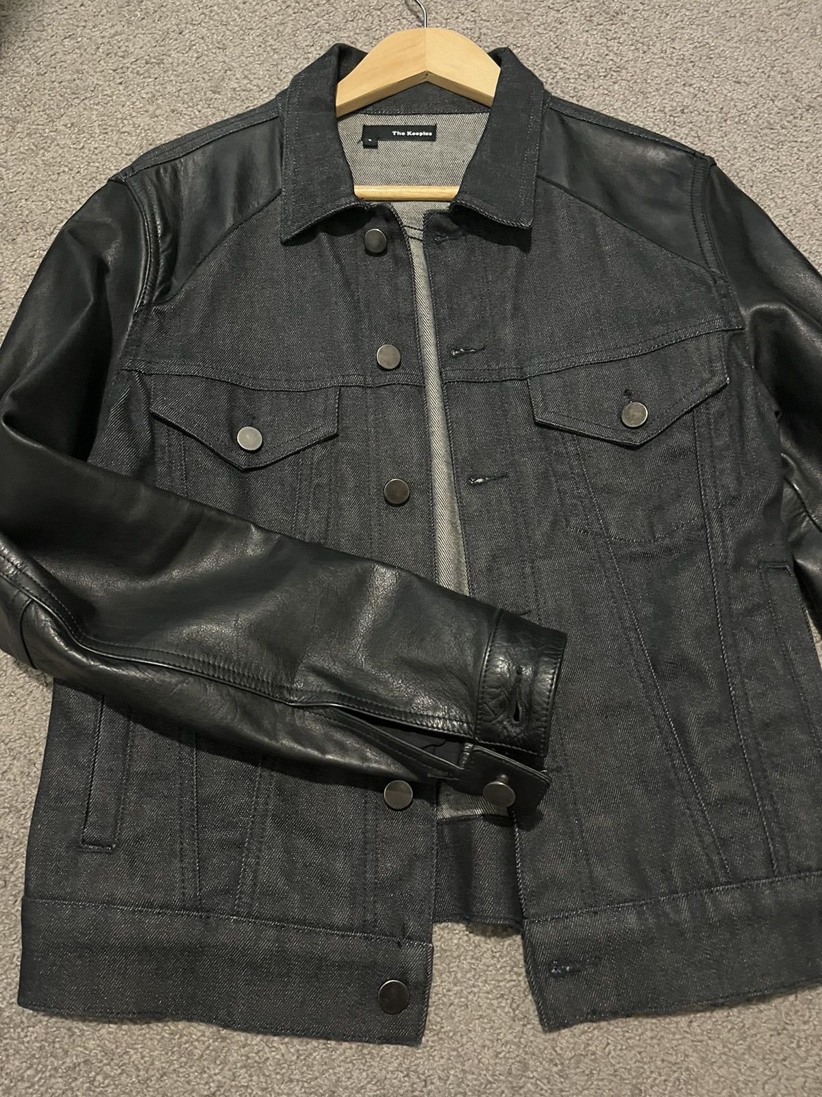 The Kooples The Kooples Leather Sleeve Trucker Jacket Size US S / EU 44-46 / 1 - 5 Thumbnail