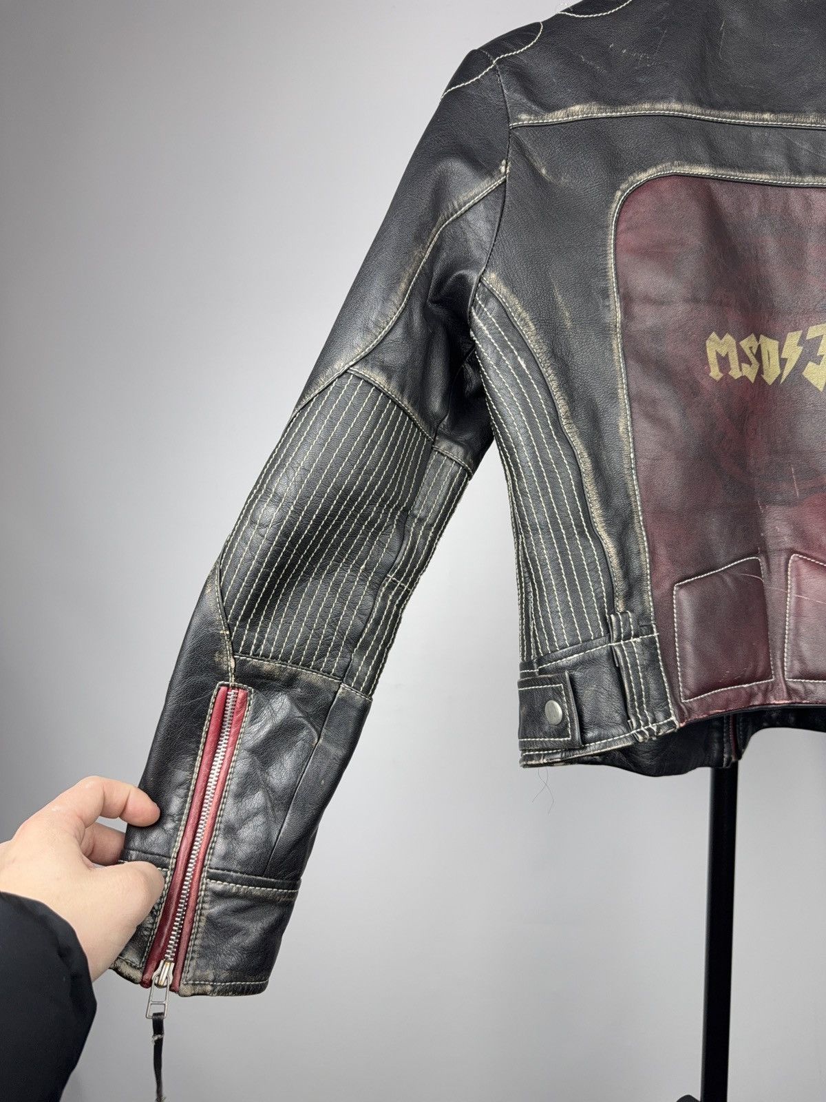 Mustang 00s Mustang Faded Leather Biker Jacket Vintage Racing Moto Size M / US 6-8 / IT 42-44 - 17 Thumbnail