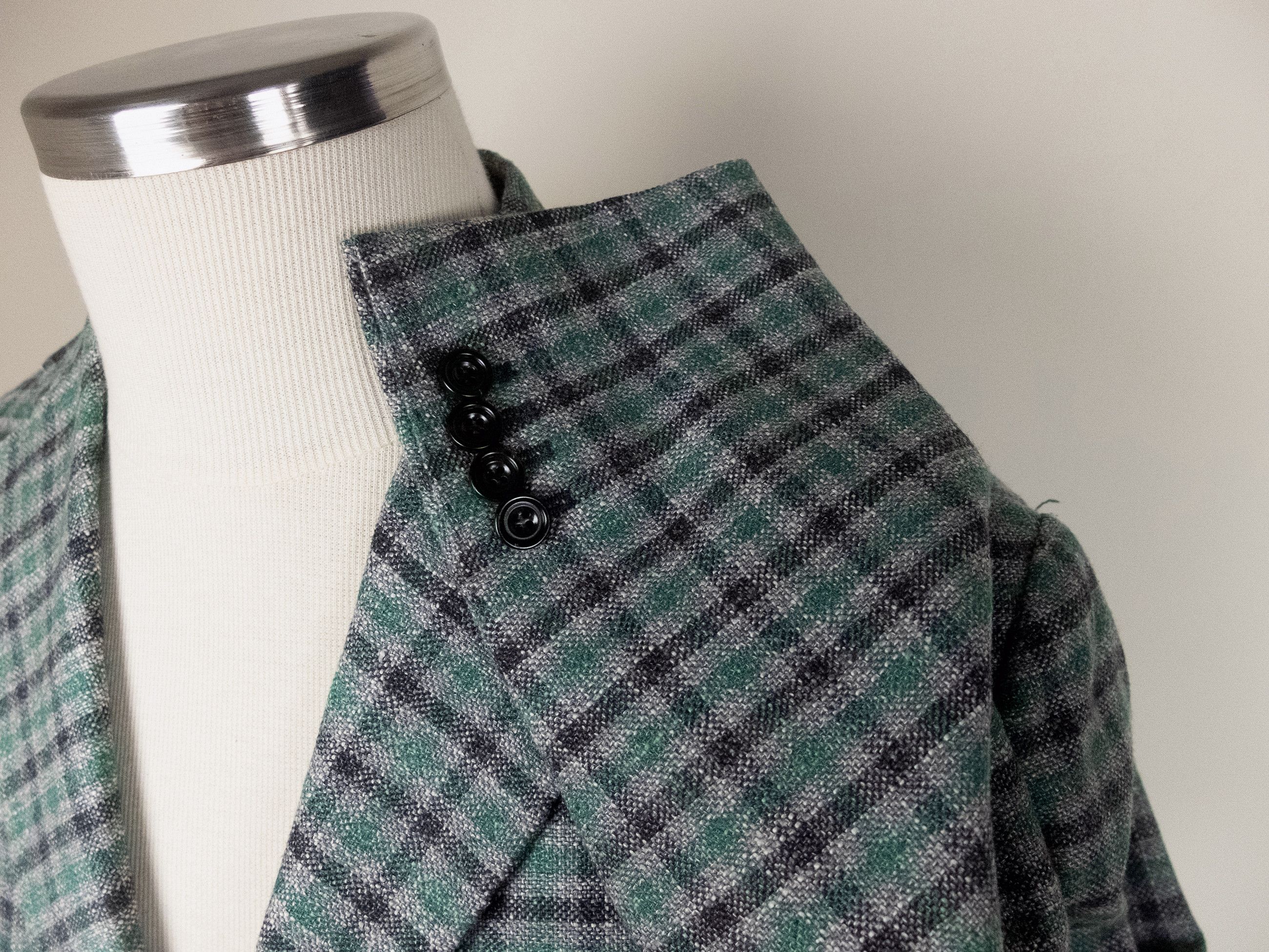 SARTORIO SARTORIO Napoli Kiton green gray plaid wool silk sportcoat Size 40R - 2 Thumbnail