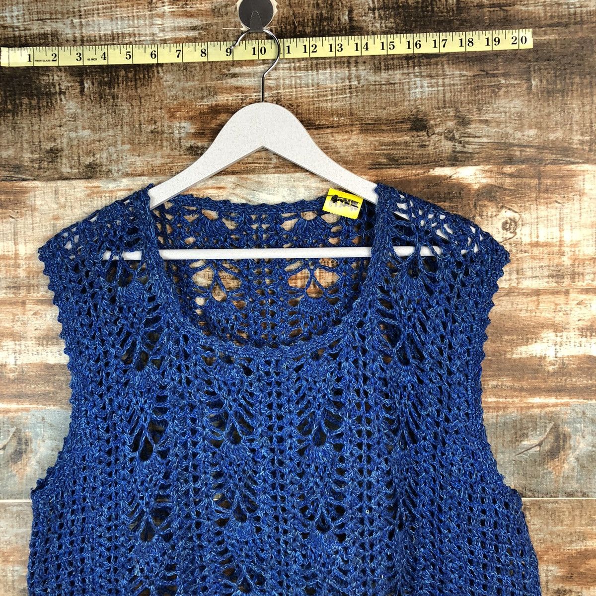 Handmade Japan vintage crochet mesh net knitwear handmade Vest #A2248 Size L / US 10 / IT 46 - 4 Thumbnail