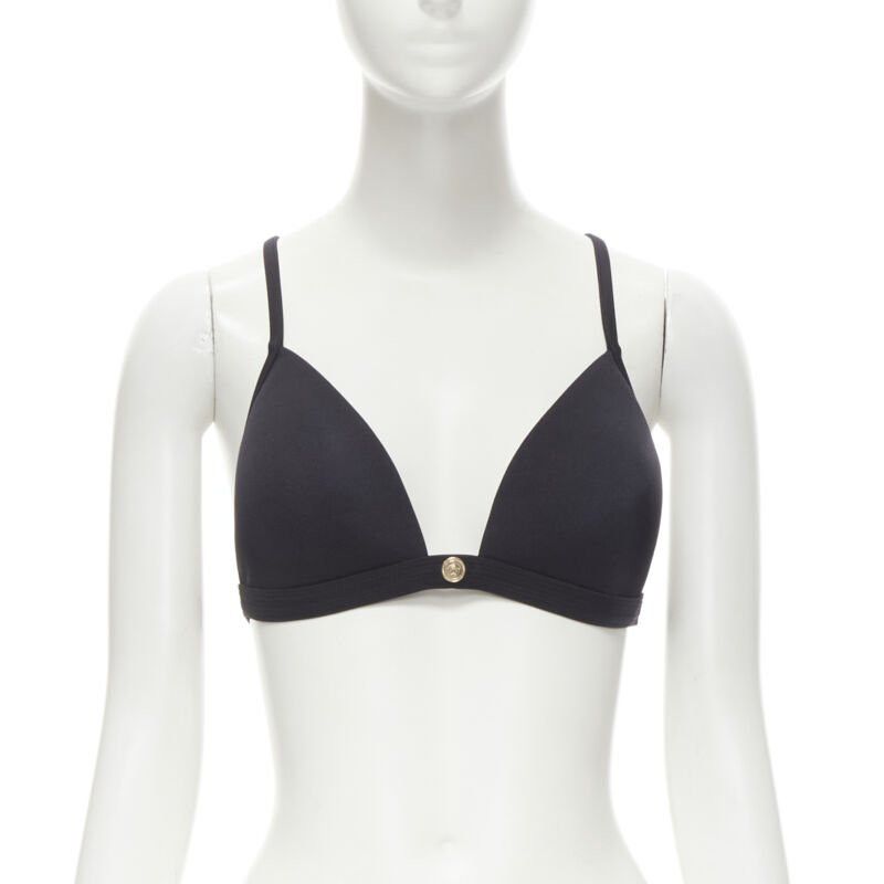 Versace new VERSACE Beachwear black padded gold Medusa button triangle bikini top Sz.4 M Size ONE SIZE - 1 Thumbnail
