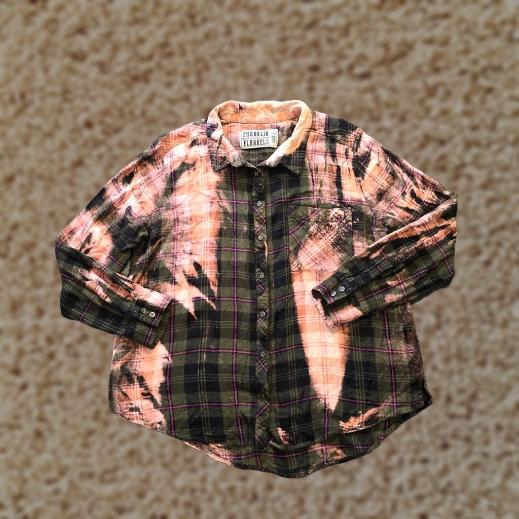 Pinko Franklin Flannels Shirt Mens Size S Green Pink Upcycle Tie Dye Hobo Casual Plaid Button-Up Long Sleeve Size US S / EU 44-46 / 1 - 1 Thumbnail