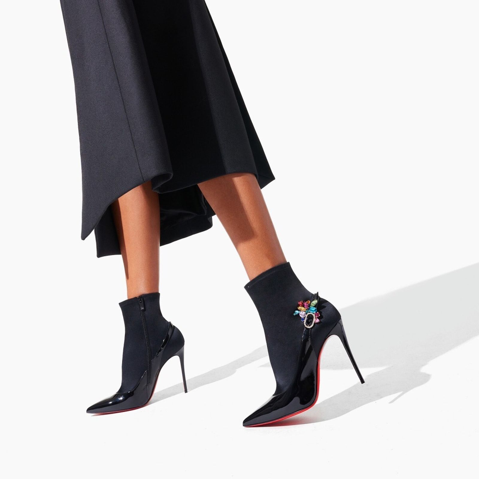 Christian Louboutin Christian Louboutin Jessie Booty Joli 100 Black Patent Satin Size US 8 / IT 38 - 3 Thumbnail