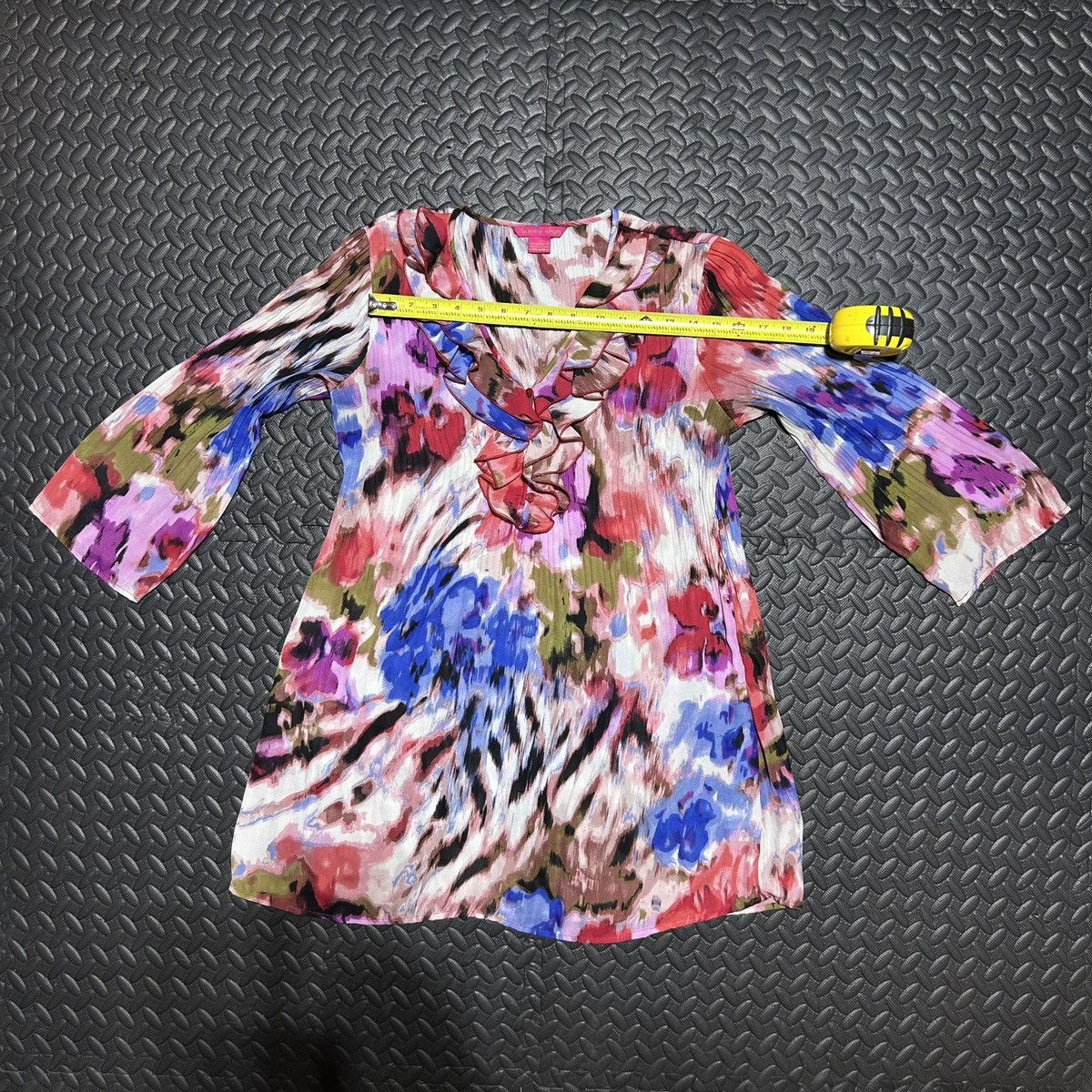 Other Sunny Leigh Ruffle Blouse Pleated Chiffon Watercolor Small Size S / US 4 / IT 40 - 5 Thumbnail