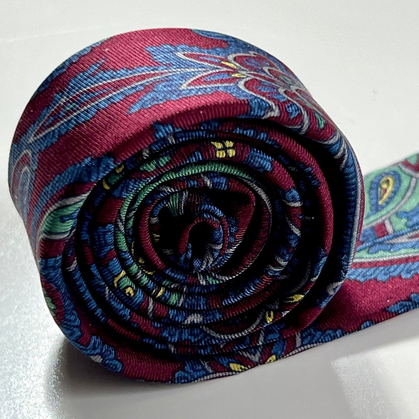 Etro ETRO Men's Tie Red Blue Green All Silk Paisley Woven Necktie Size ONE SIZE - 7 Thumbnail