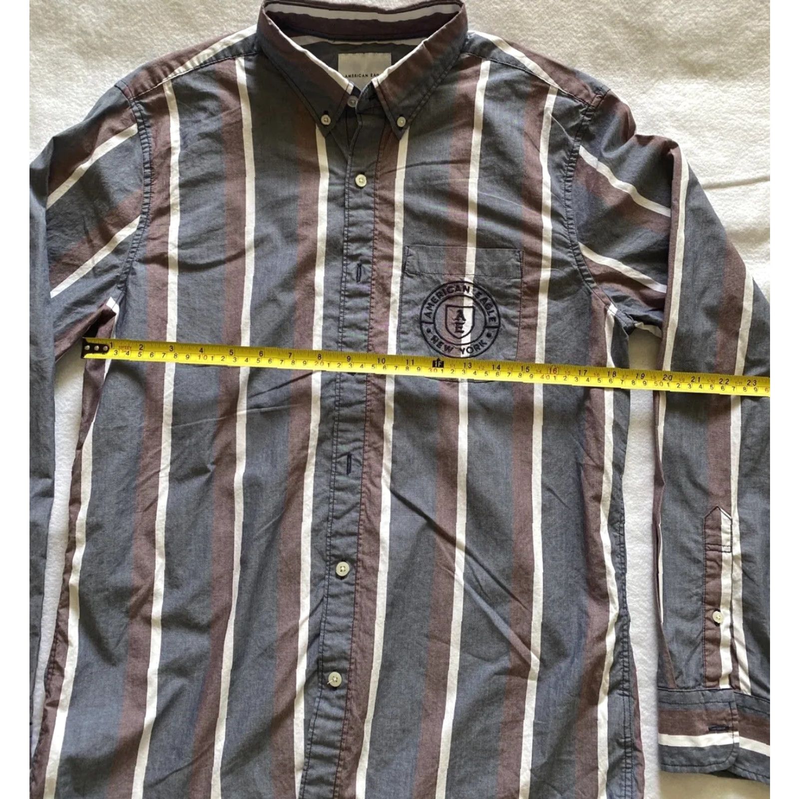 American Eagle Outfitters American Eagle Button Dress Shirt Men’s M Stripes Multicolor / 22-27 Size 40R - 7 Thumbnail