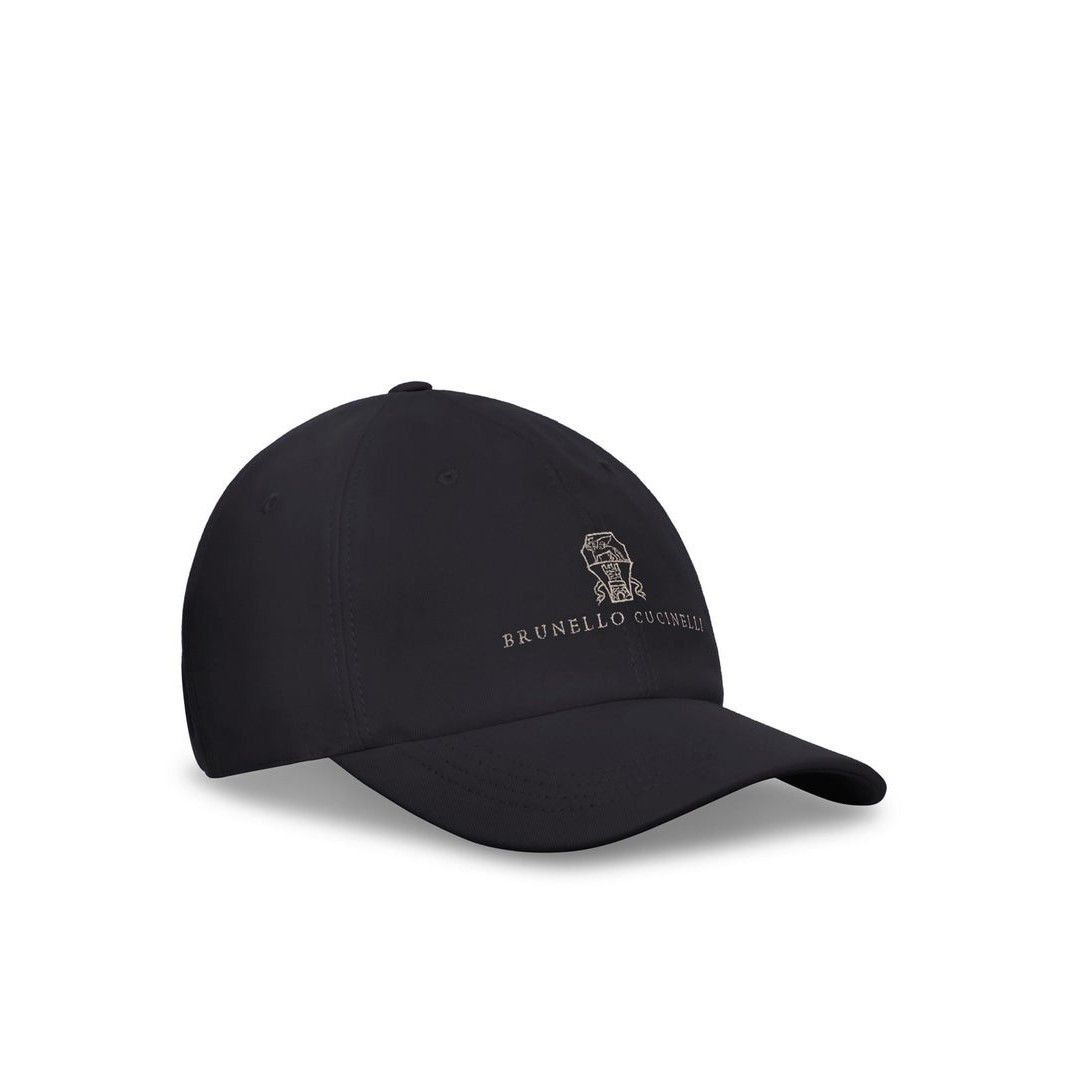 BRUNELLO CUCINELLI Black Cotton Baseball Cap New & Authentic