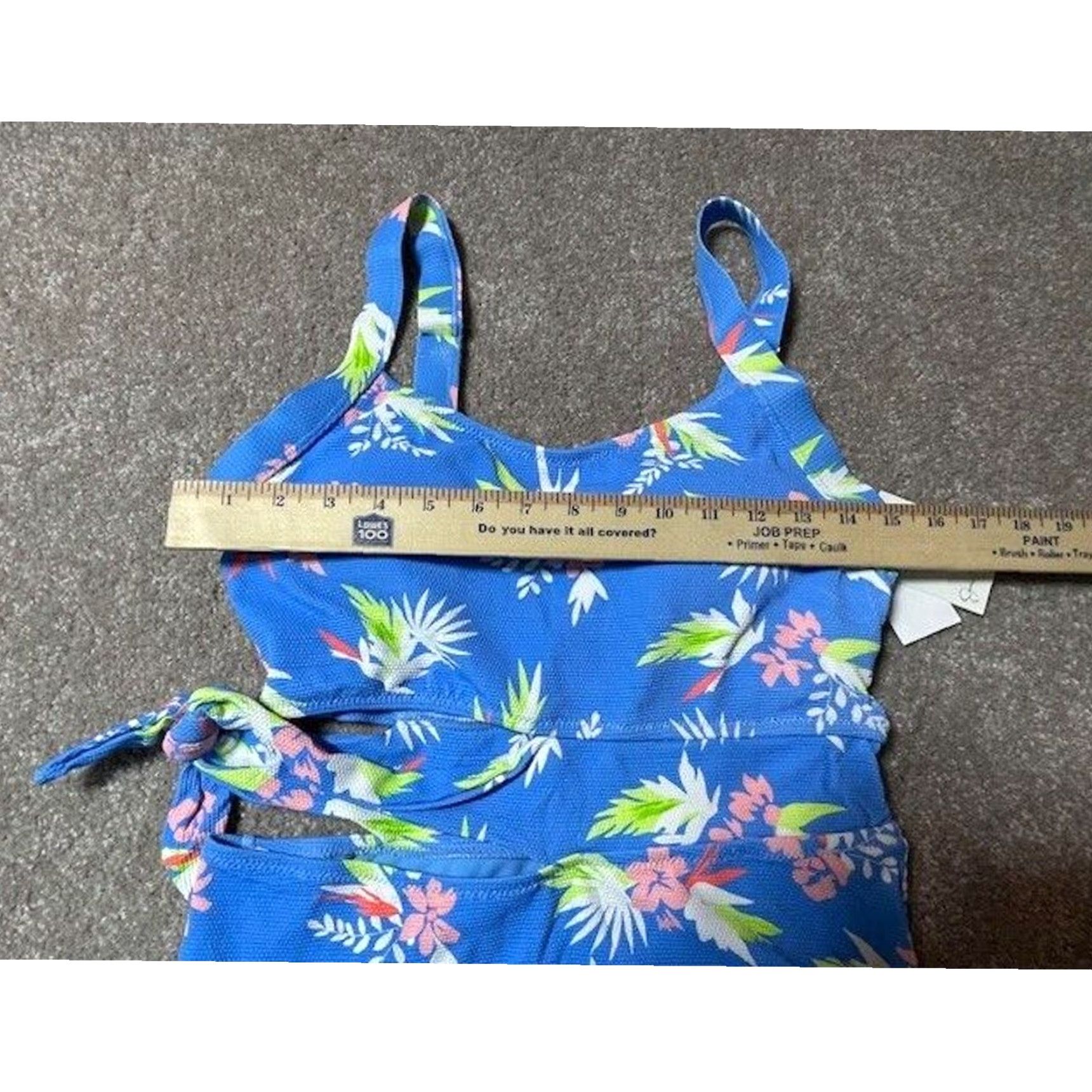 Jessica Simpson Jessica Simpson One Piece Bathing Suit L Floral Beach Women Spaghetti Strap Padded Removable Pads Swim Coastal Nylon Spandex Blue Size L / US 10 / IT 46 - 5 Thumbnail