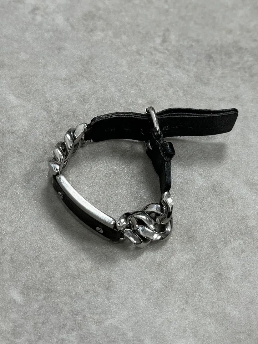Dolce & Gabbana 2000s Dolce & Gabbana Chain Black Leather Bracelet Size ONE SIZE - 2 Thumbnail