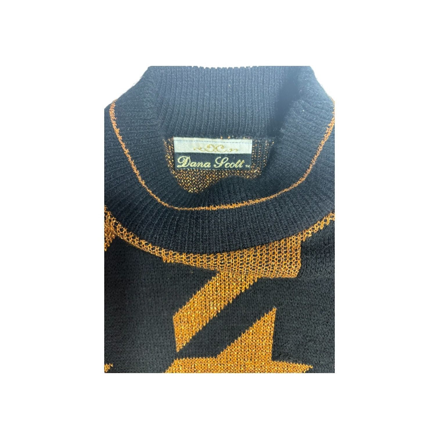 Other Vintage 80s Dana Scott Black Orange Metallic Sweater Dress M Size M / US 6-8 / IT 42-44 - 3 Thumbnail