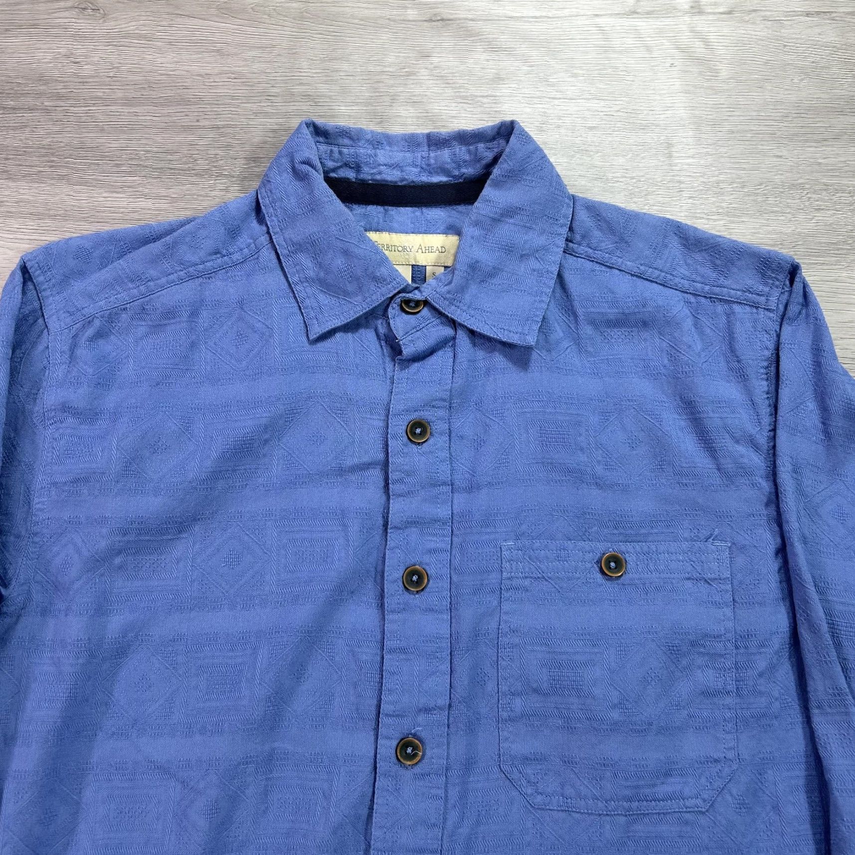 The Territory Ahead Territory Ahead Shirt Mens Small Blue Button Up Long Sleeve 100% Cotton Pocket Size US S / EU 44-46 / 1 - 3 Thumbnail