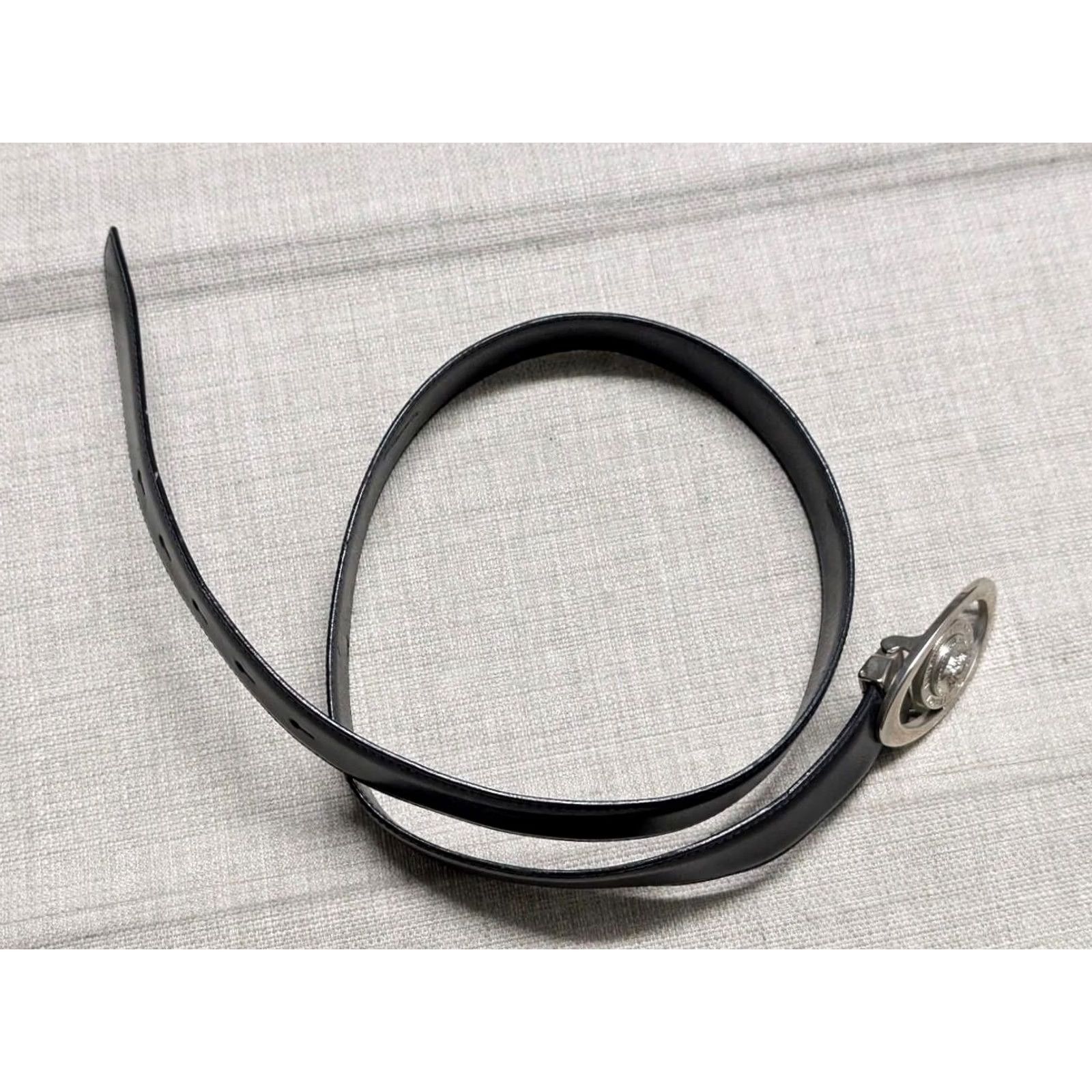 Versace VINTAGE Versace belt MEDUSA black leather chrome buckle belt Men 34") Size 34 - 3 Thumbnail