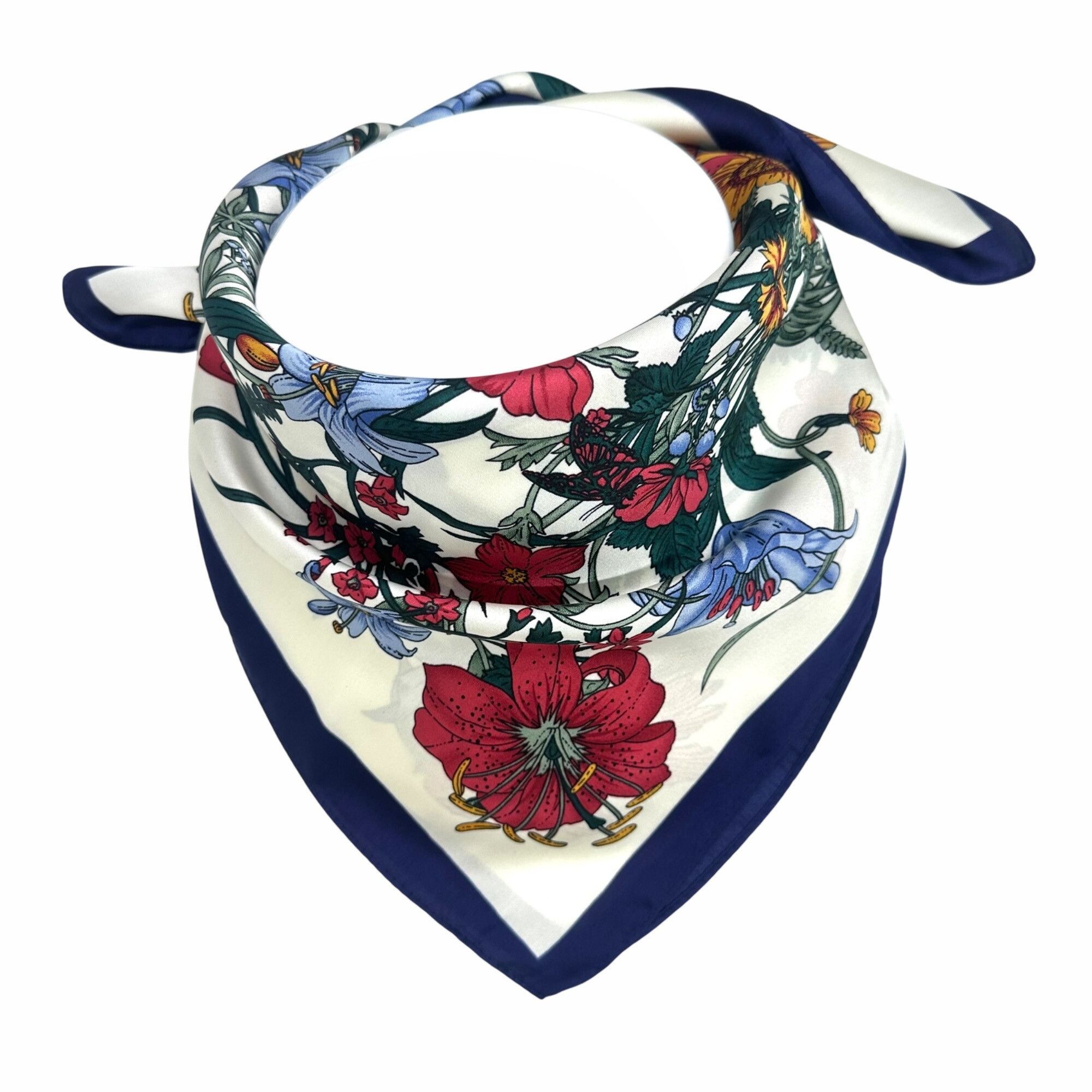 Other ❤️Luxury Elegant Bandana Square Silky Scarf Floral Red White Size ONE SIZE - 4 Thumbnail