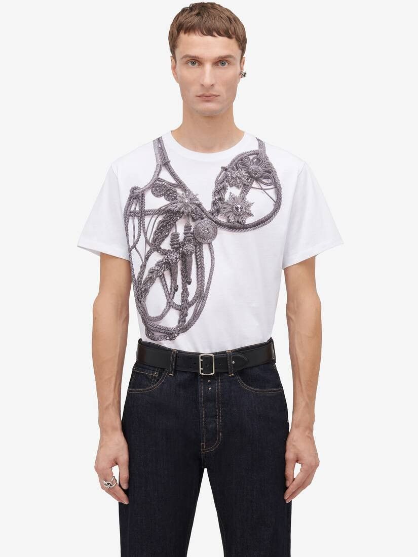 Alexander McQueen o1w1db10725 Trompe-l'œil Harness T-Shirt in White Size US L / EU 52-54 / 3 - 5 Thumbnail