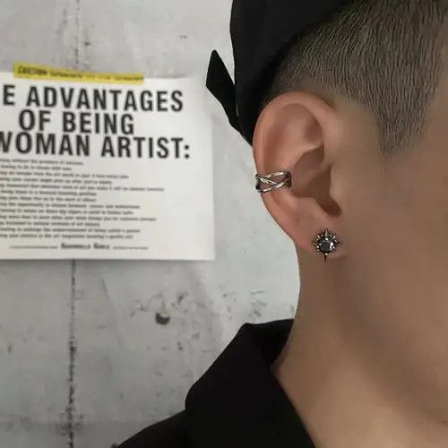 Jewelry x Vintage Retro Punk Earrings in Black, Men's