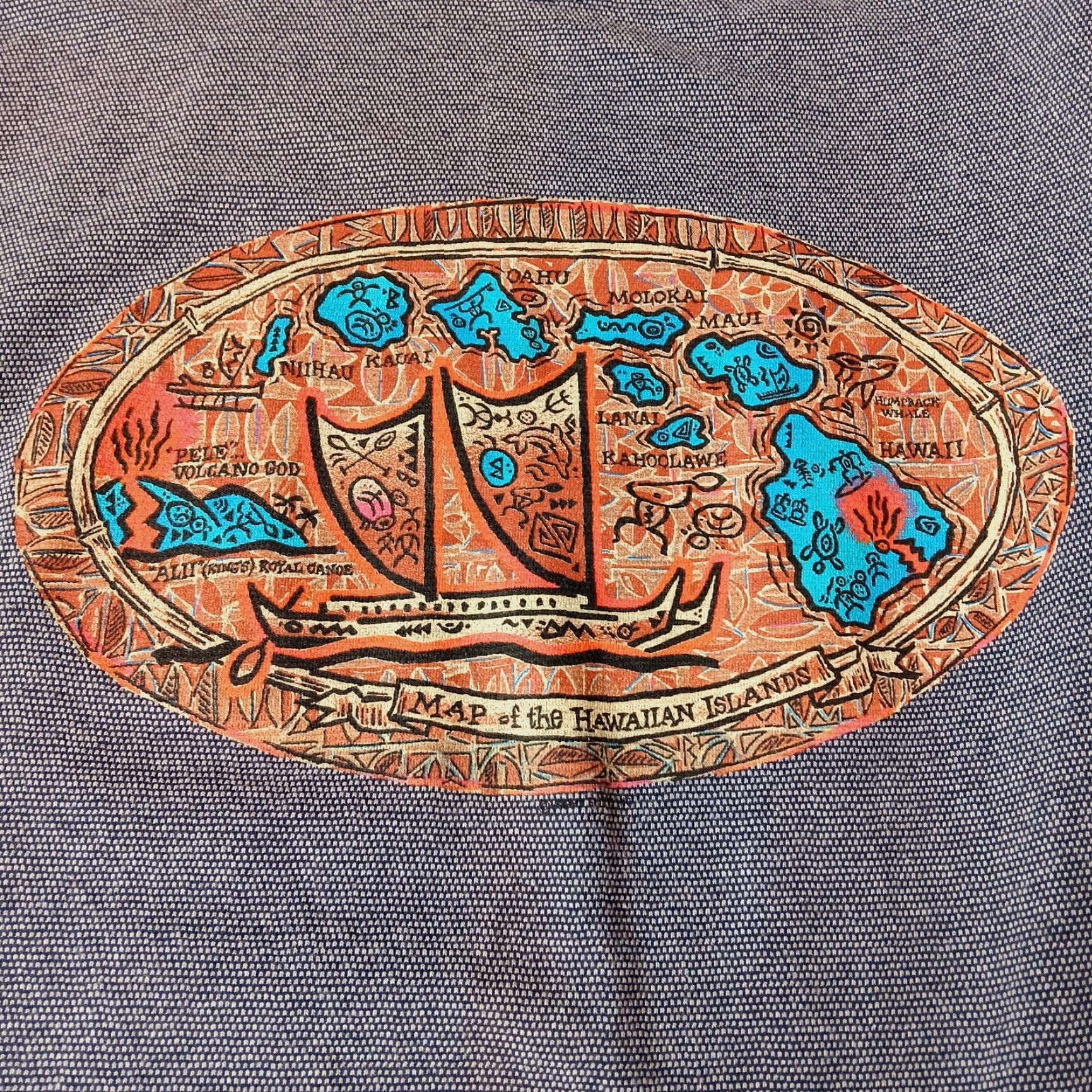 Vintage VINTAGE Happy Shirts Hawaii Shirt XL Blue Woven Map of Hawaiian Islands 90s Graphic Mens Size US XL / EU 56 / 4 - 2 Thumbnail