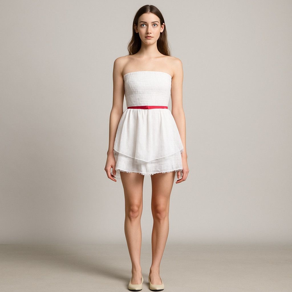 Other Pleated Tube Top Ruffled Hem Romper Size 26" / US 2 / IT 38 - 1 Thumbnail