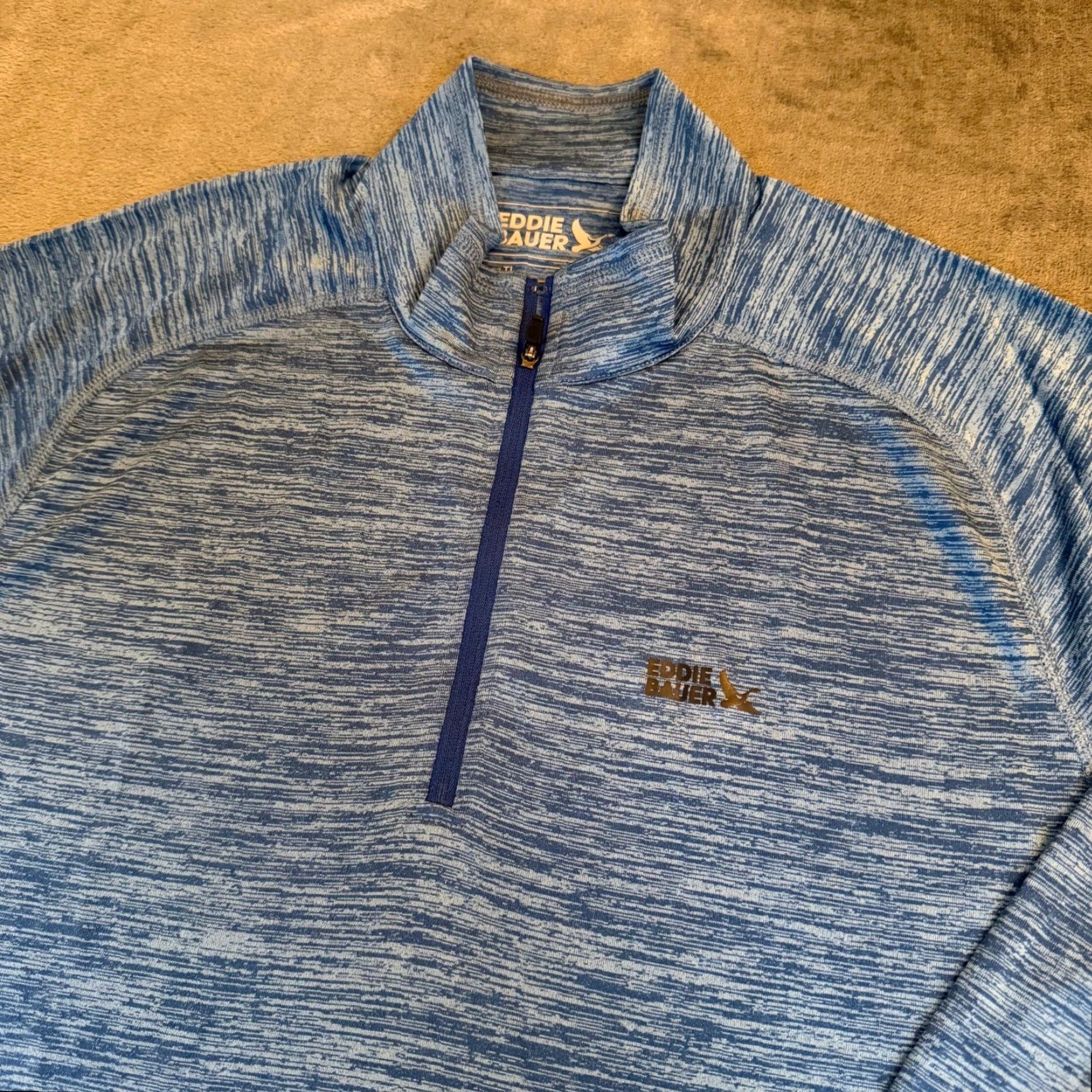 Eddie Bauer VINTAGE Eddie Bauer Blue Space Dye Quarter Zip Pullover Sweater Mens Tall Large TL Size US L / EU 52-54 / 3 - 2 Thumbnail