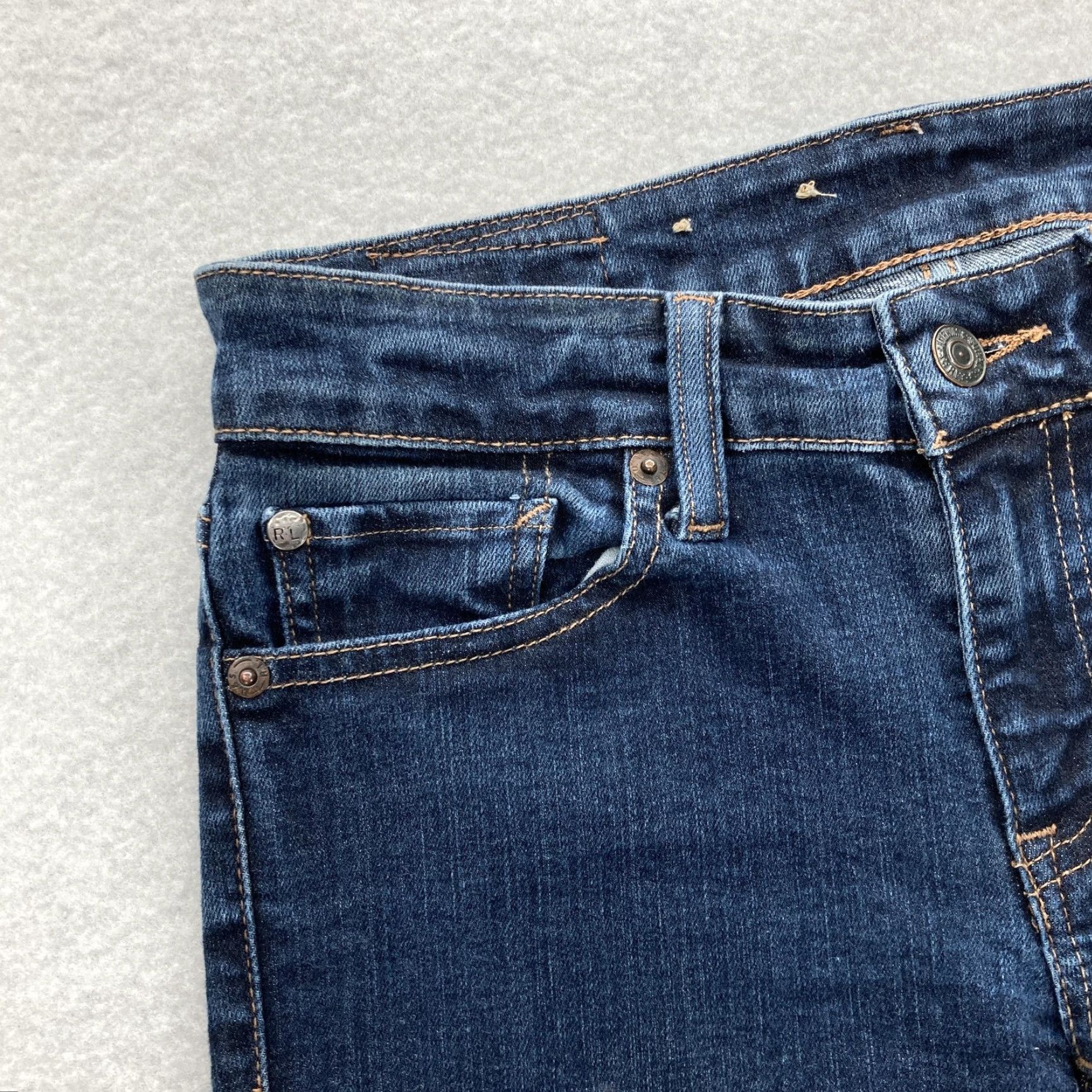 Vintage Denim & Supply Ralph Lauren Jeans Womens Skinny 26x30 Blue Dark Wash Stretch Denim Slim Mid Rise Zip 5-Pocket Size 26" / US 2 / IT 38 - 4 Thumbnail