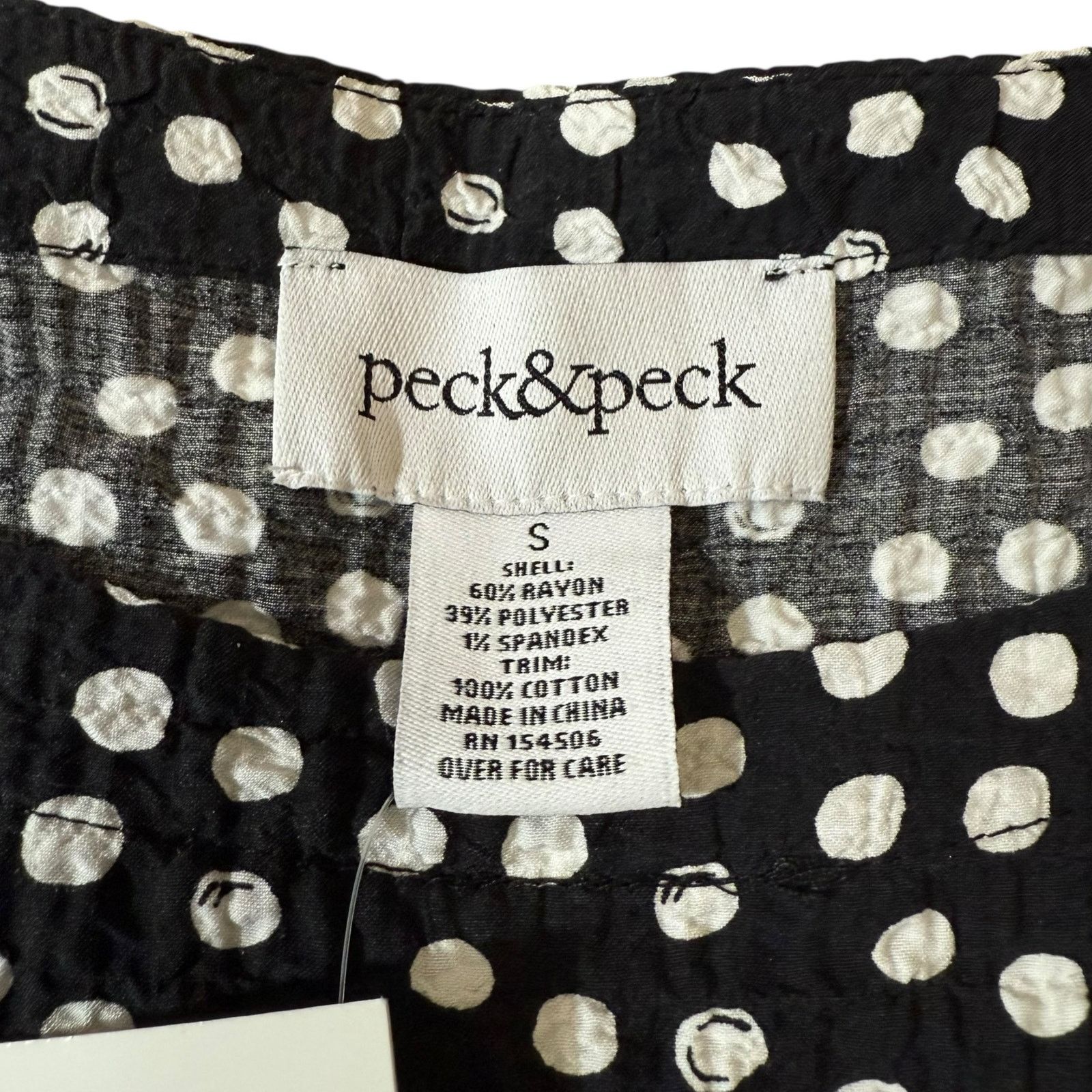 Other NEW Peck & Peck Blouse Top Crinkle Texture Black White Small Size S / US 4 / IT 40 - 4 Thumbnail