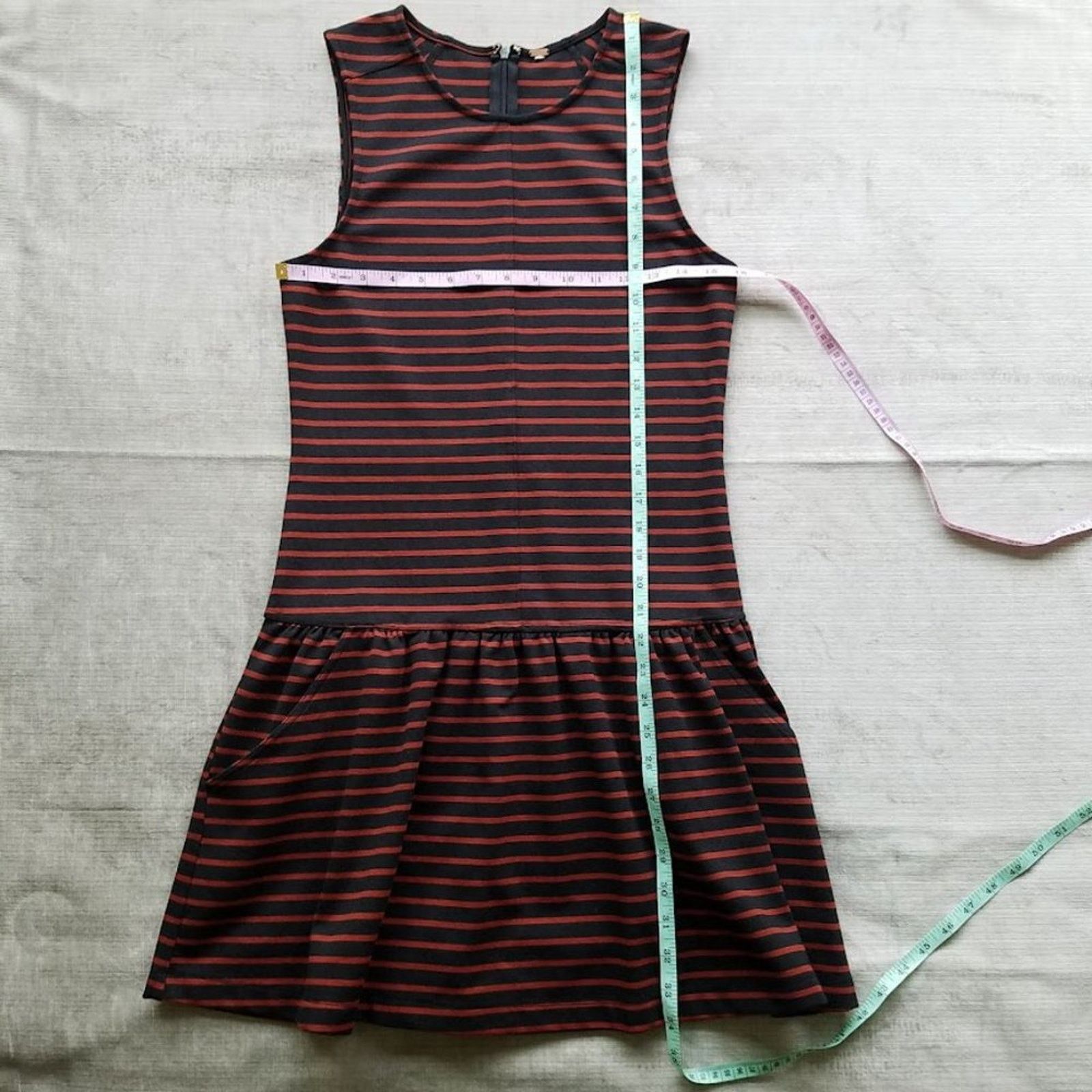 Free People Drop waist mini dress (S) red and navy stripes | sleeveless Size S / US 4 / IT 40 - 7 Thumbnail