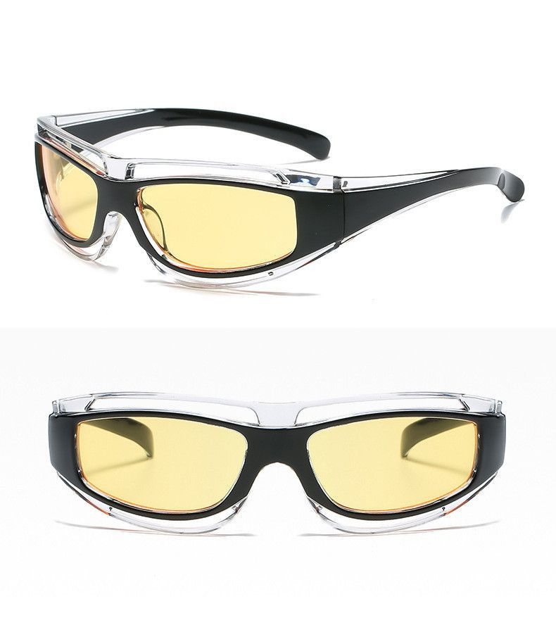 Designer Yellow Lense Cateye Glasses Punk Style Sunglasses Size ONE SIZE - 1 Thumbnail