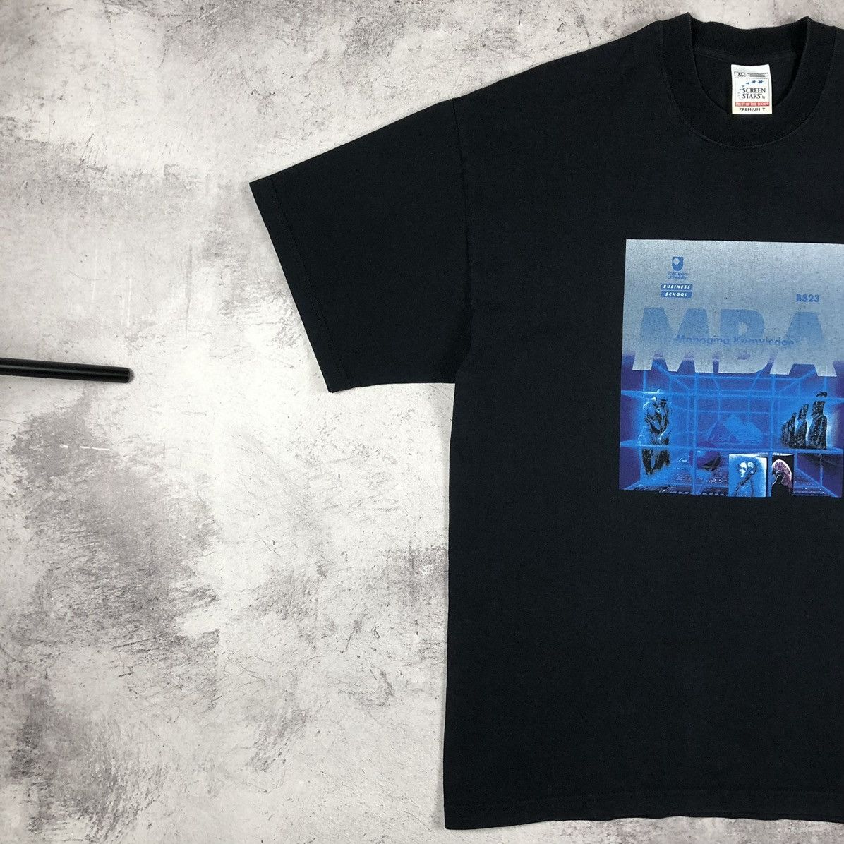 Vintage 90s MBA Managing Knowledge Grid Pyramid Cyber Graphic Tee Size US XL / EU 56 / 4 - 10 Thumbnail