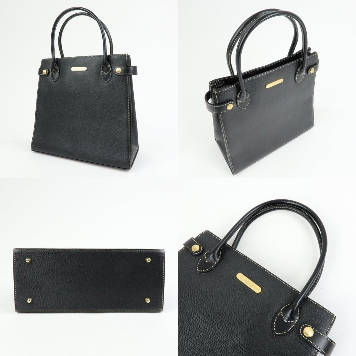 Burberry Burberry Nova Plaid Leather Top Handle Bag Black Size ONE SIZE - 3 Thumbnail