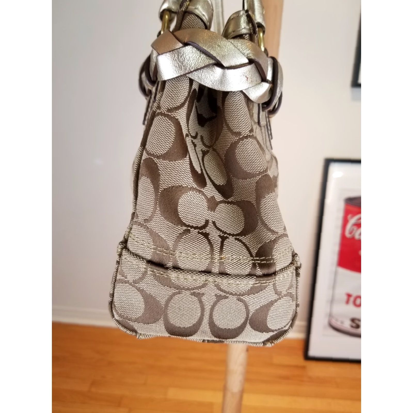 Coach VINTAGE COACH CANVAS/LEATHER SHOULDER HAND BAG SZ 11'X8'X3' F13065 Size ONE SIZE - 7 Thumbnail