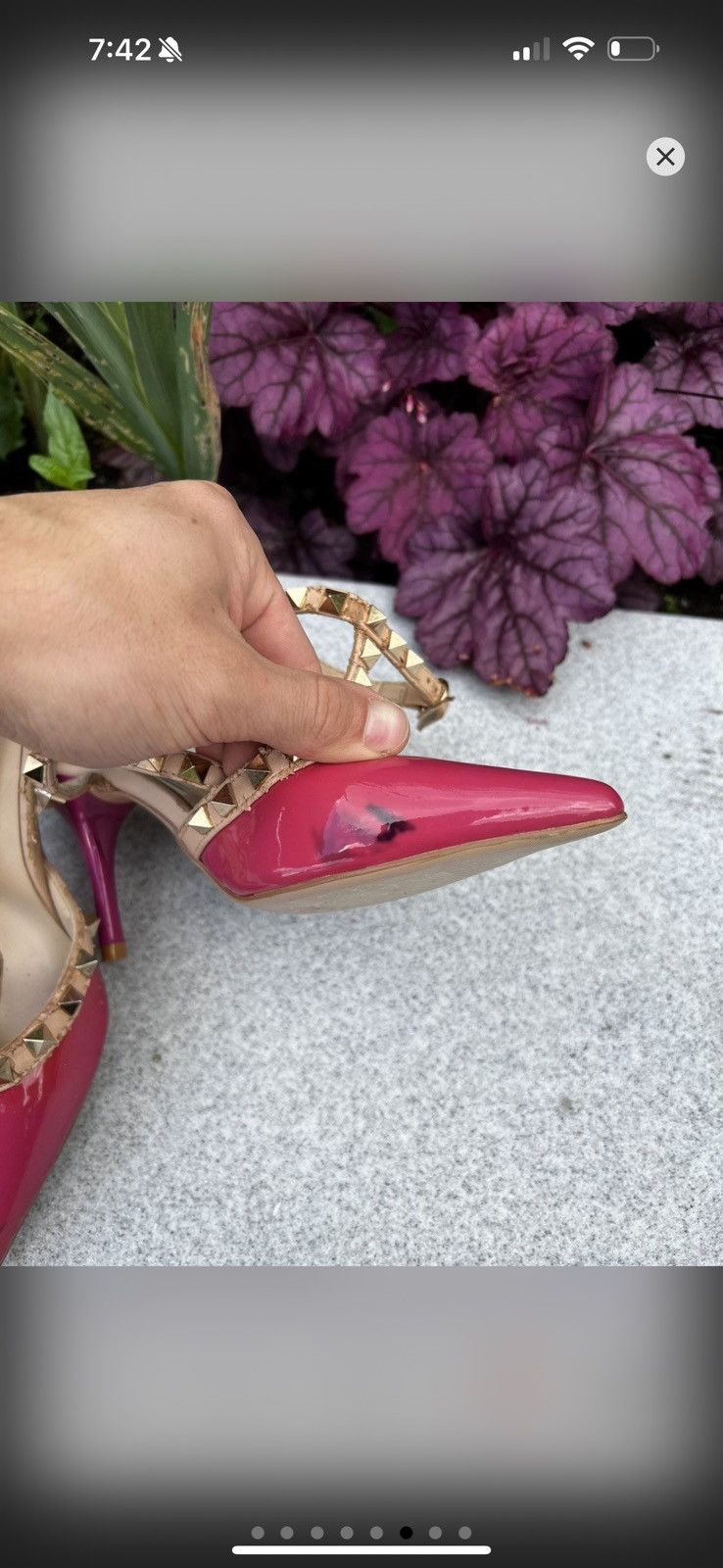 Valentino Valentino Fuchsia and Gold Studded Heels Size US 5 / IT 35 - 6 Thumbnail