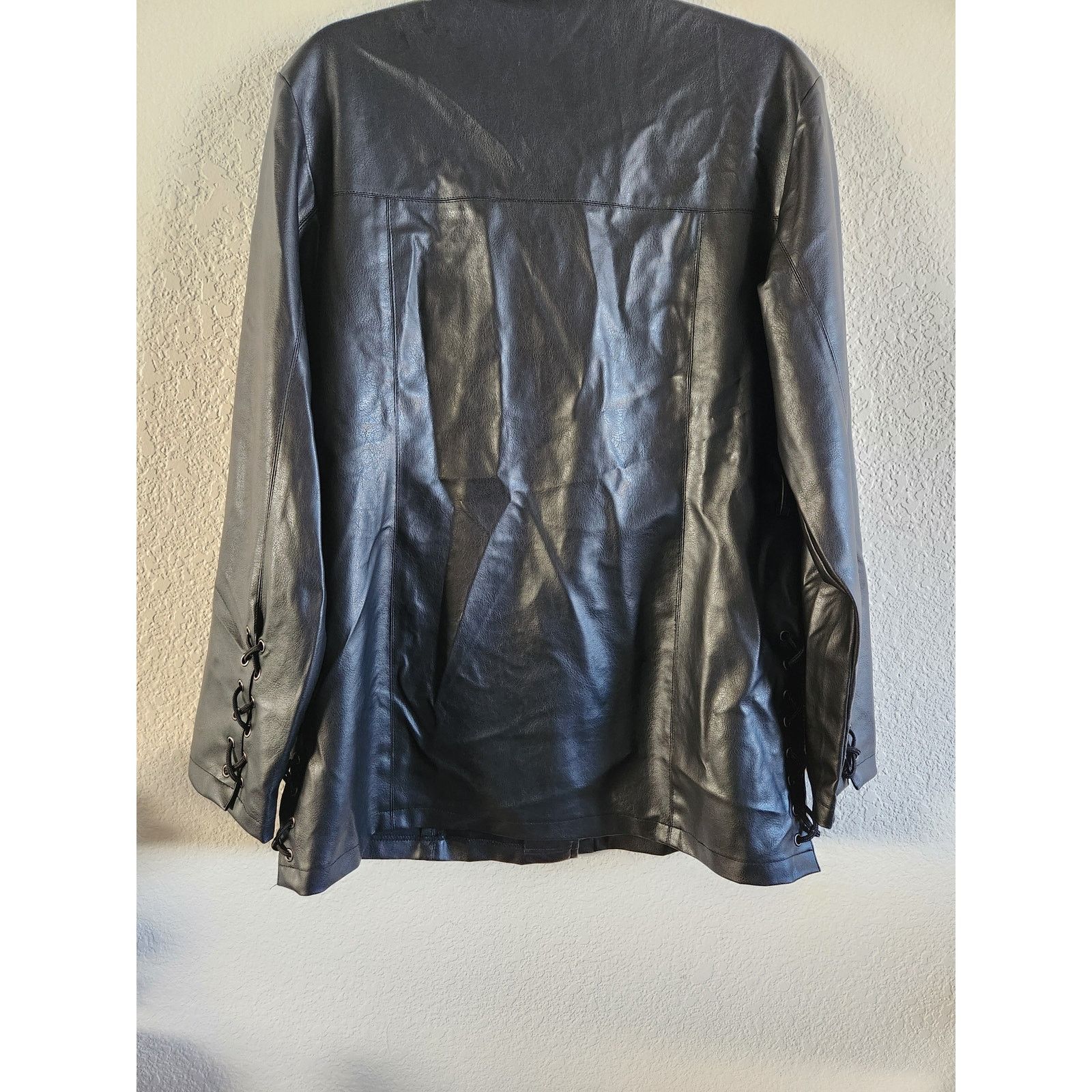 Other Beware Women's Faux Leather Lace-Up Long Jacket-XL Size XL / US 12-14 / IT 48-50 - 2 Thumbnail