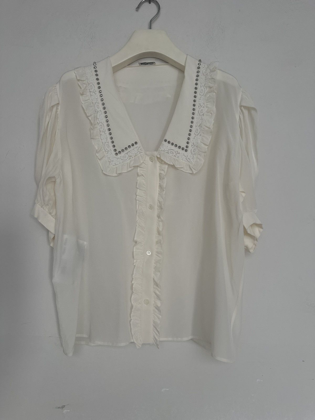 Miu Miu Miu Miu 2021 Studded Silk Blouse Size M / US 6-8 / IT 42-44 - 16 Thumbnail